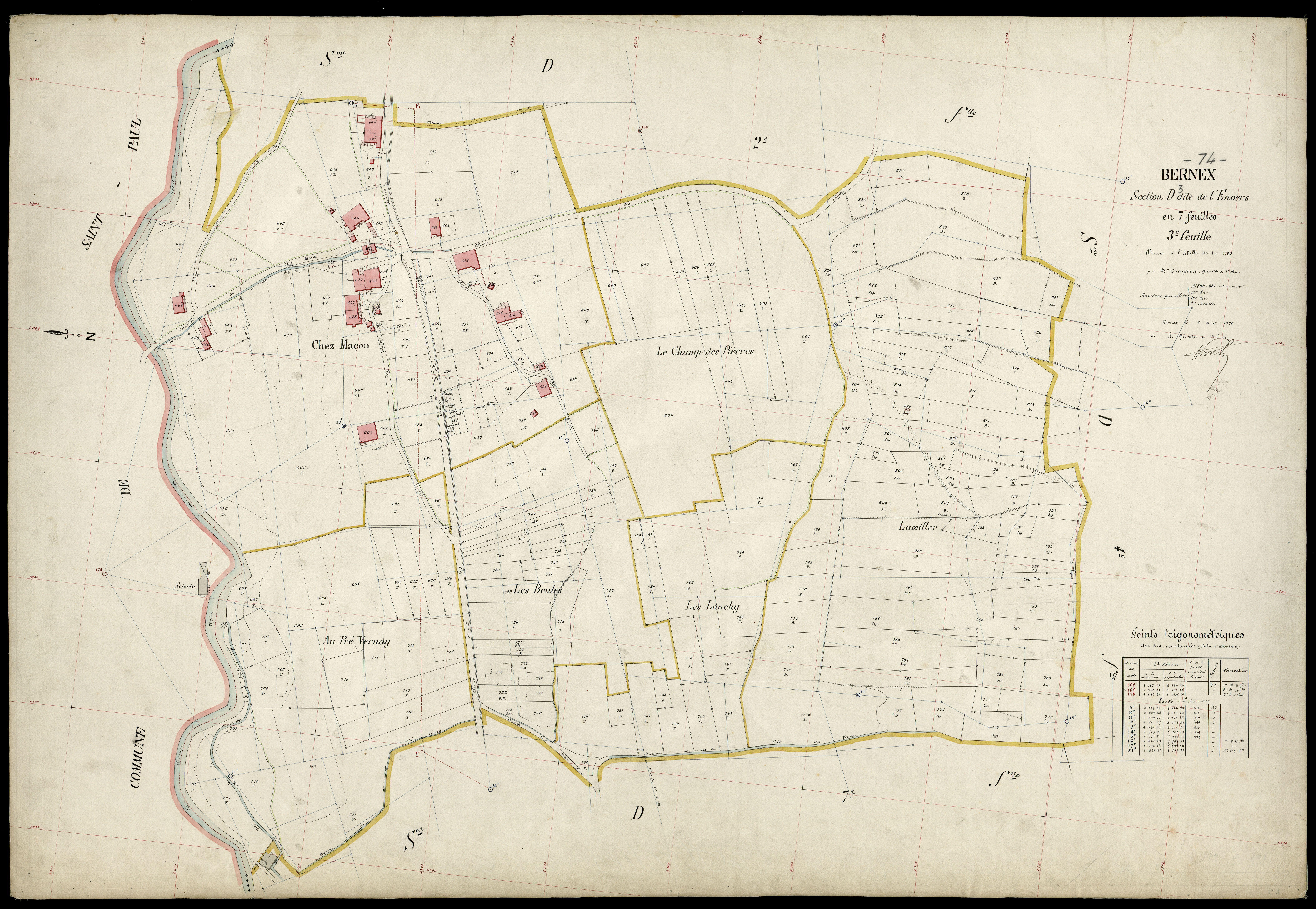 3 P 3 2767 - Feuille n° 4, parcelles n° 832 à 1124 - 8 août 1920
