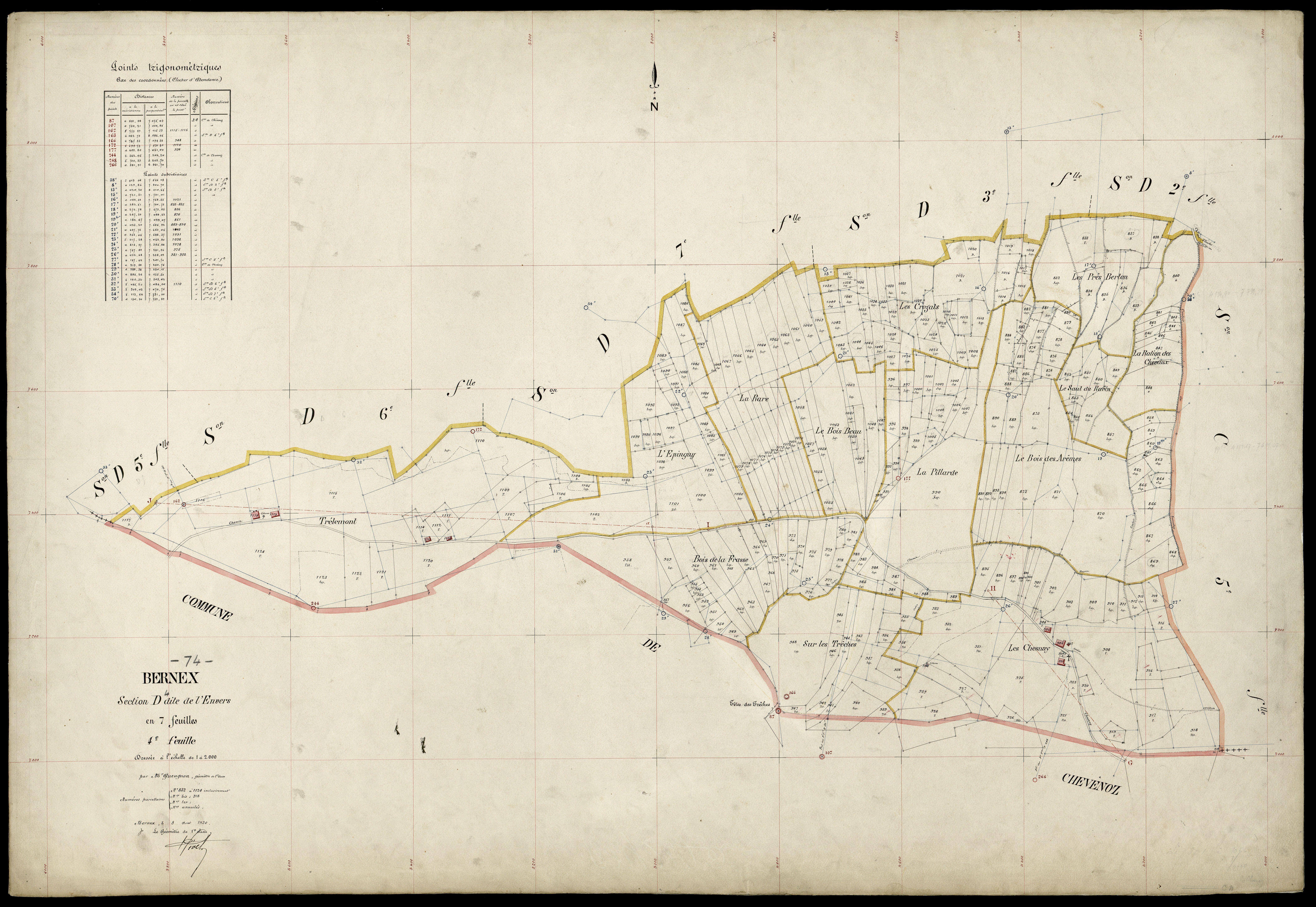 3 P 3 2768 - Feuille n° , parcelles n° 112 à 1280 - 8 août 1920