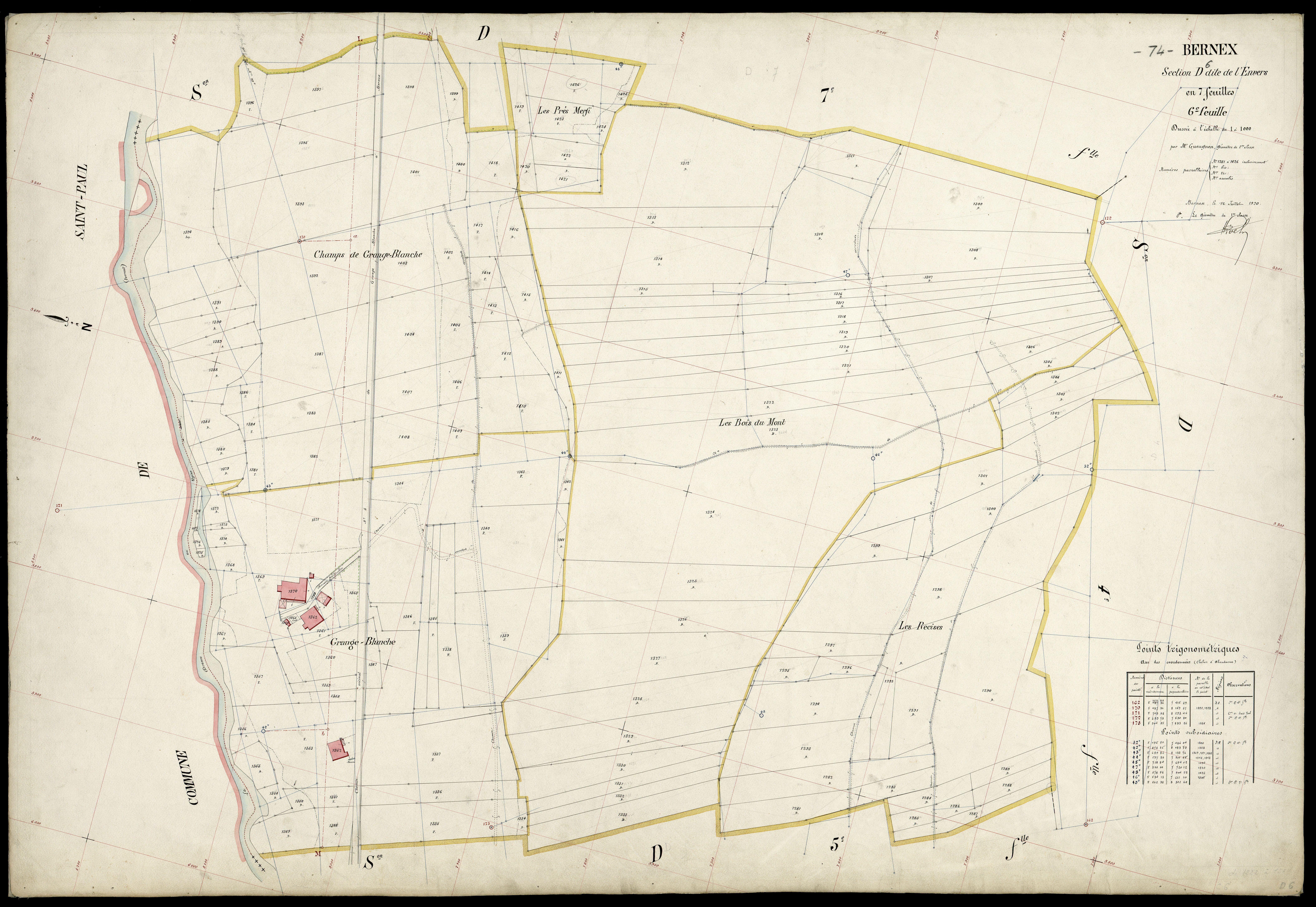 3 P 3 2770 - Feuille n° 7, parcelles n° 1427 à 164 - 1920