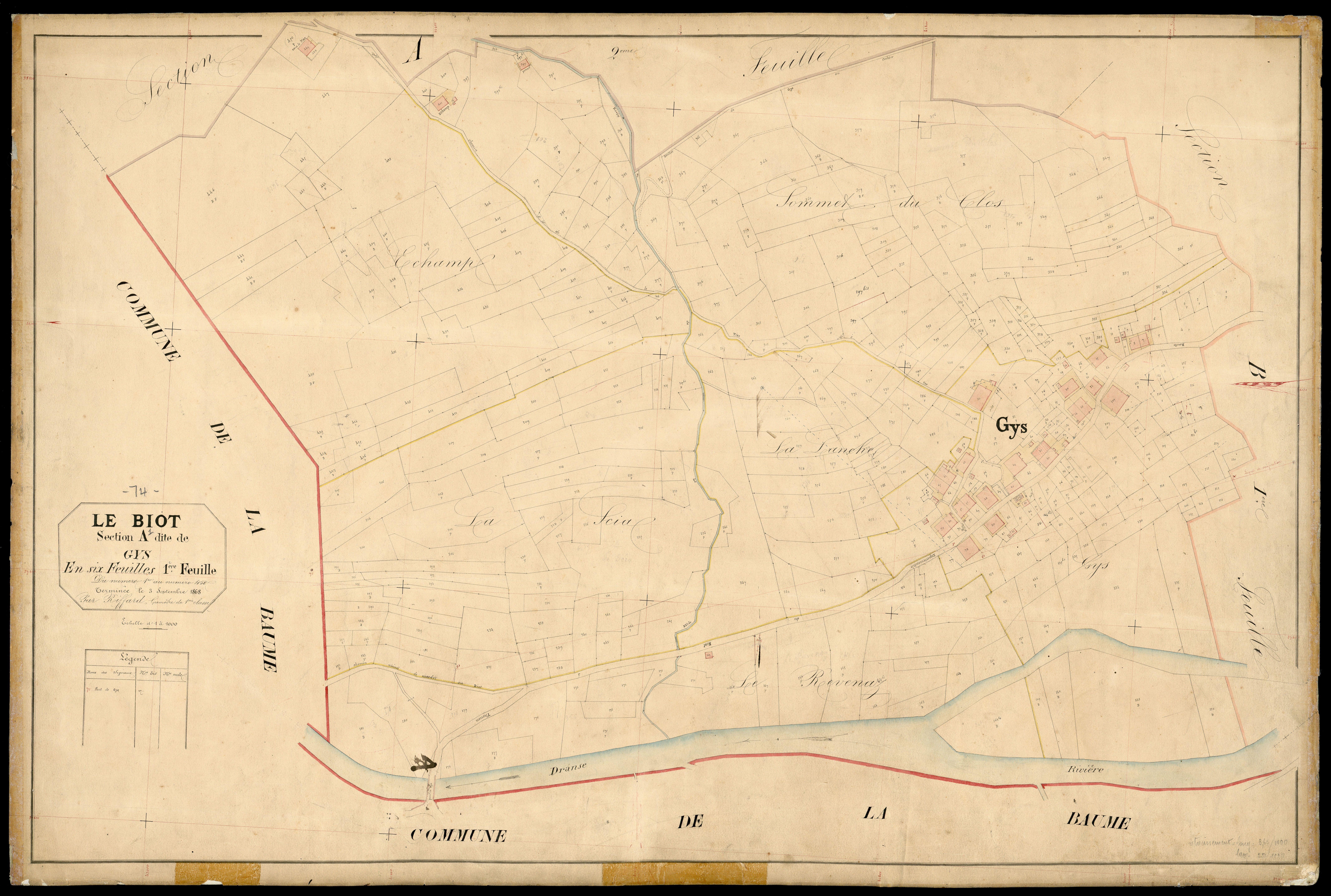 3 P 3 2773 - Feuille n° 2, parcelles n° 41 à 496 - 5 septembre 1868