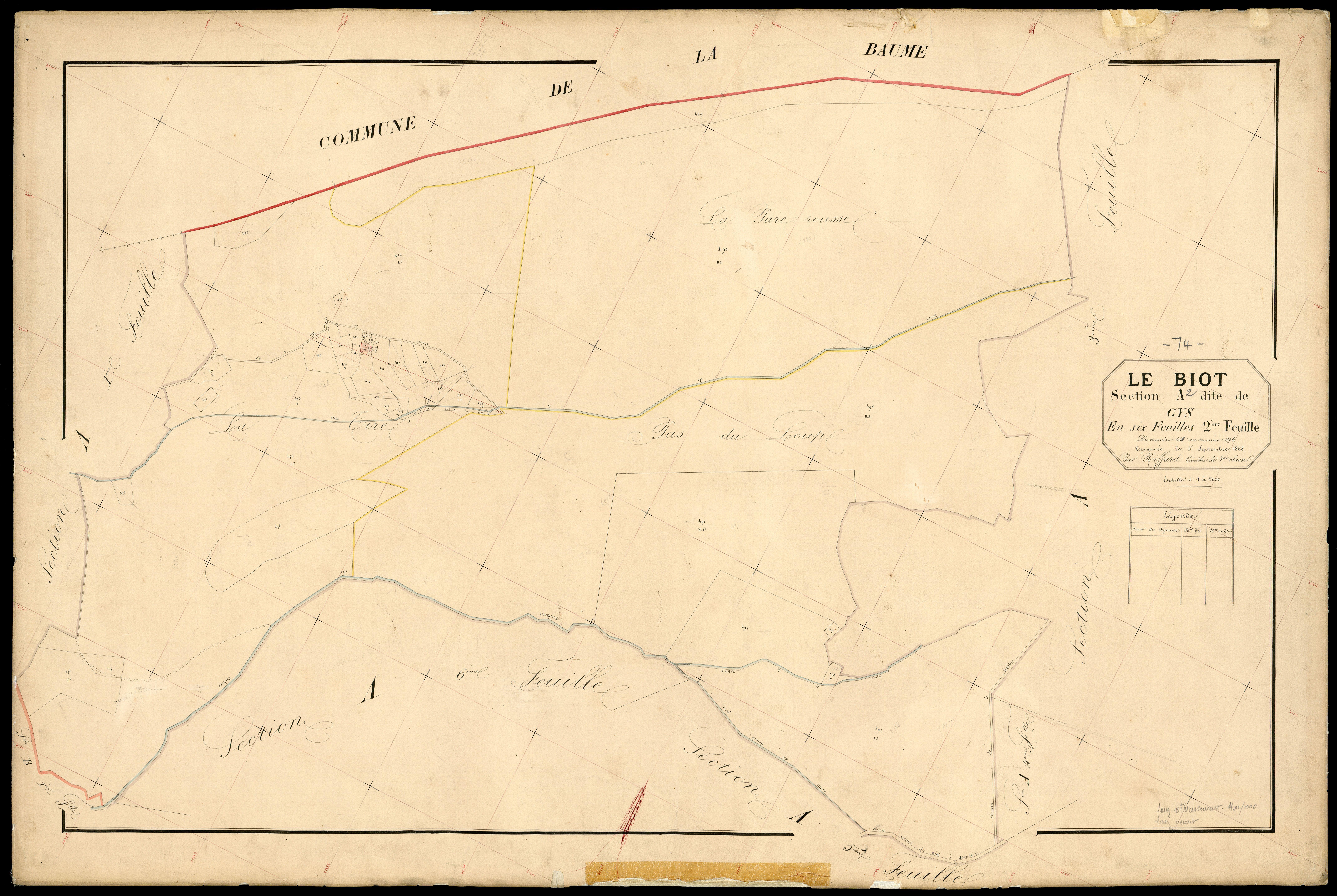 3 P 3 2774 - Feuille n° 3, parcelles n° 497 à 93 - 5 septembre 1868