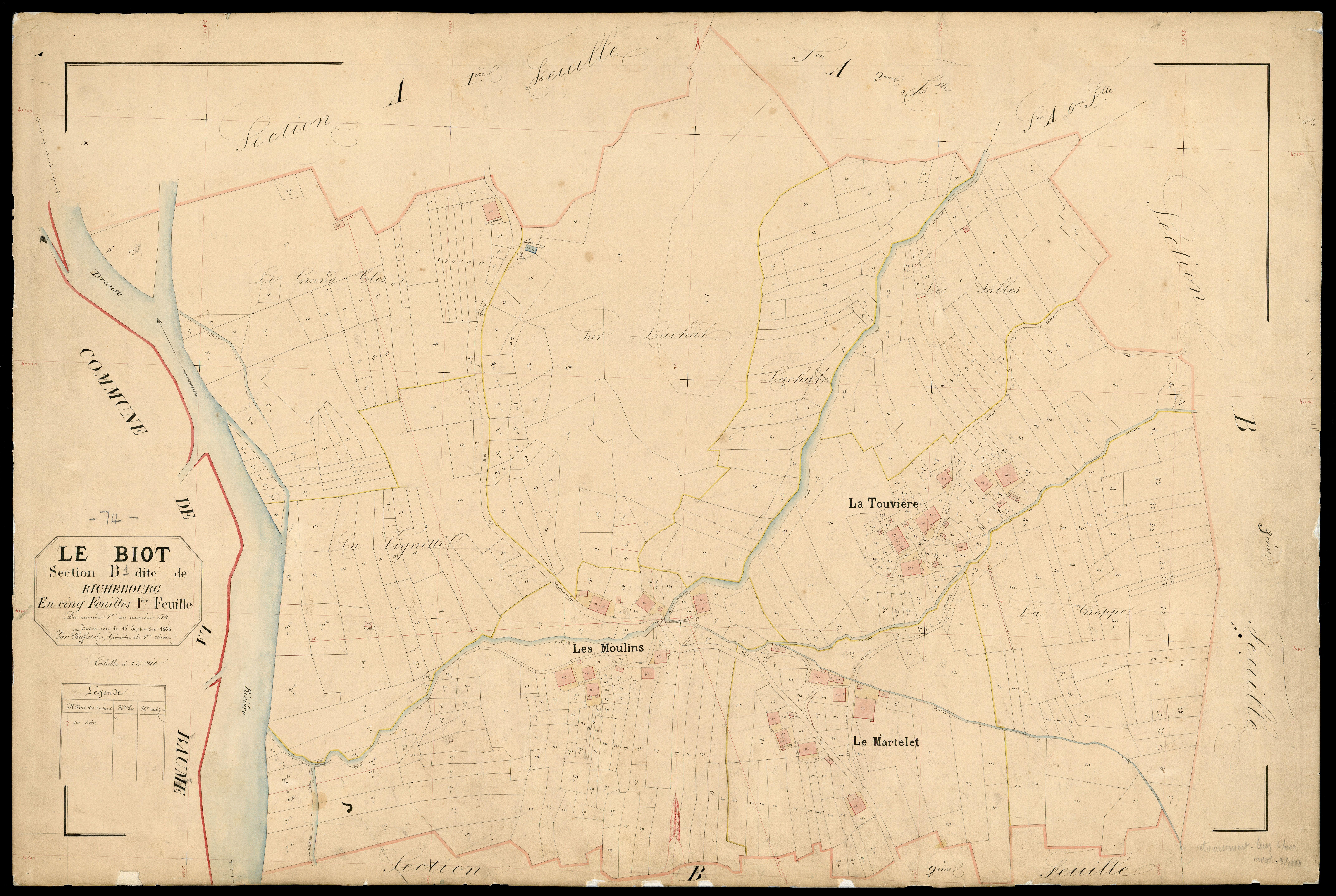 3 P 3 2780 - Feuille n° 2, parcelles n° 1 à 883 - 2 juillet 1868