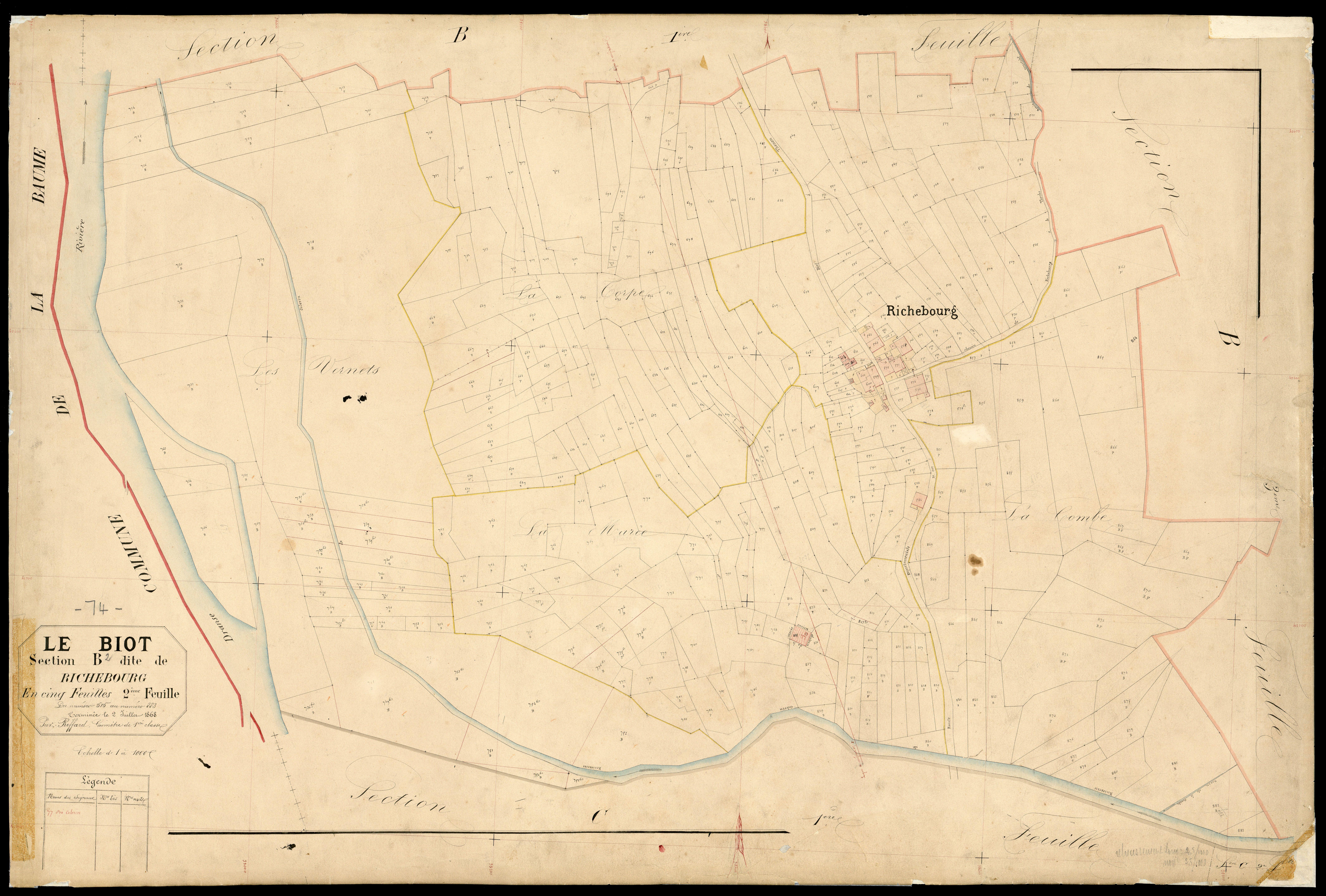 3 P 3 2781 - Feuille n° 3, parcelles n° 884 à 1347 - 22 septembre 1868