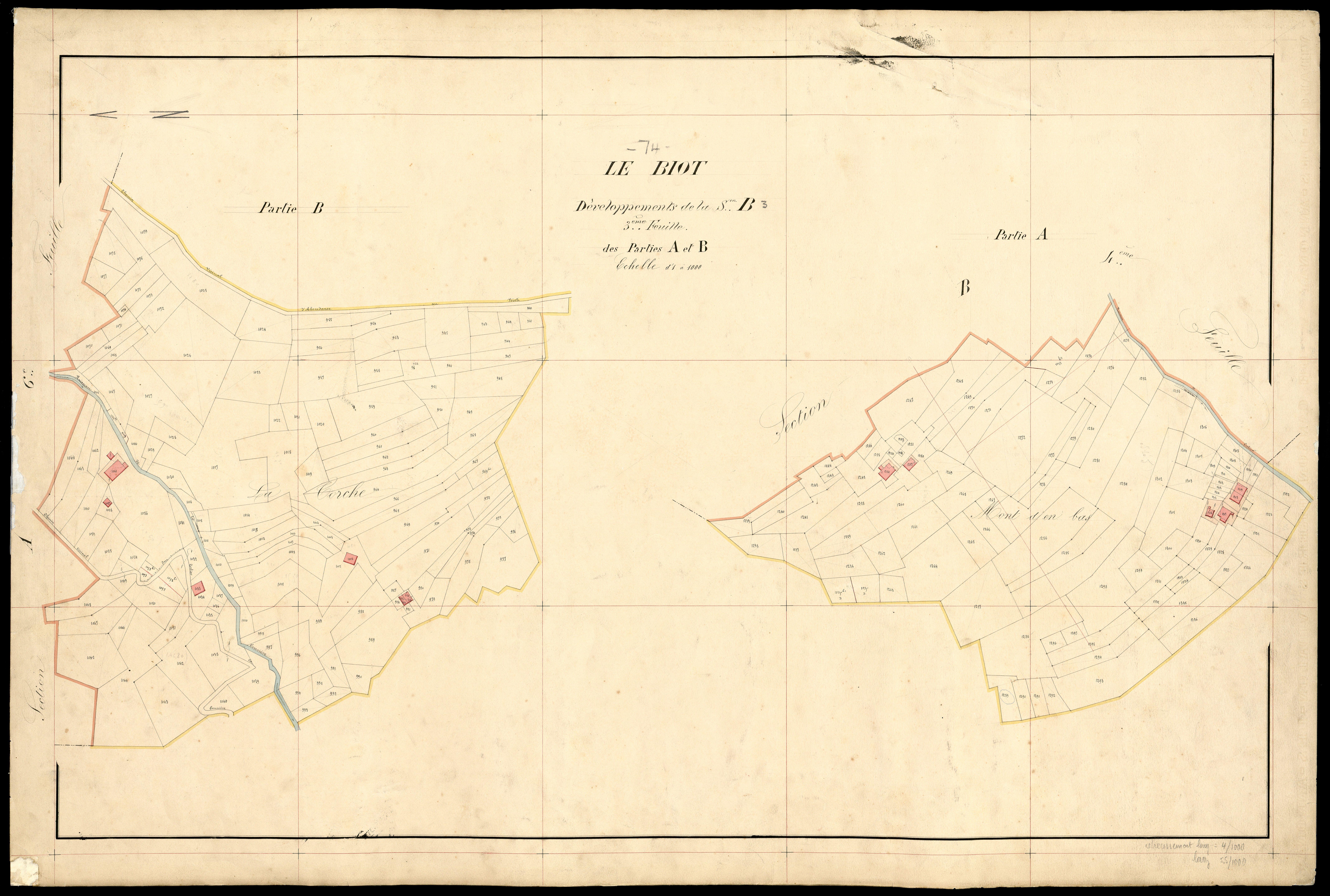 3 P 3 2783 - Feuille n° 4, parcelles n° 1348 à 180 - 2 novembre 1868