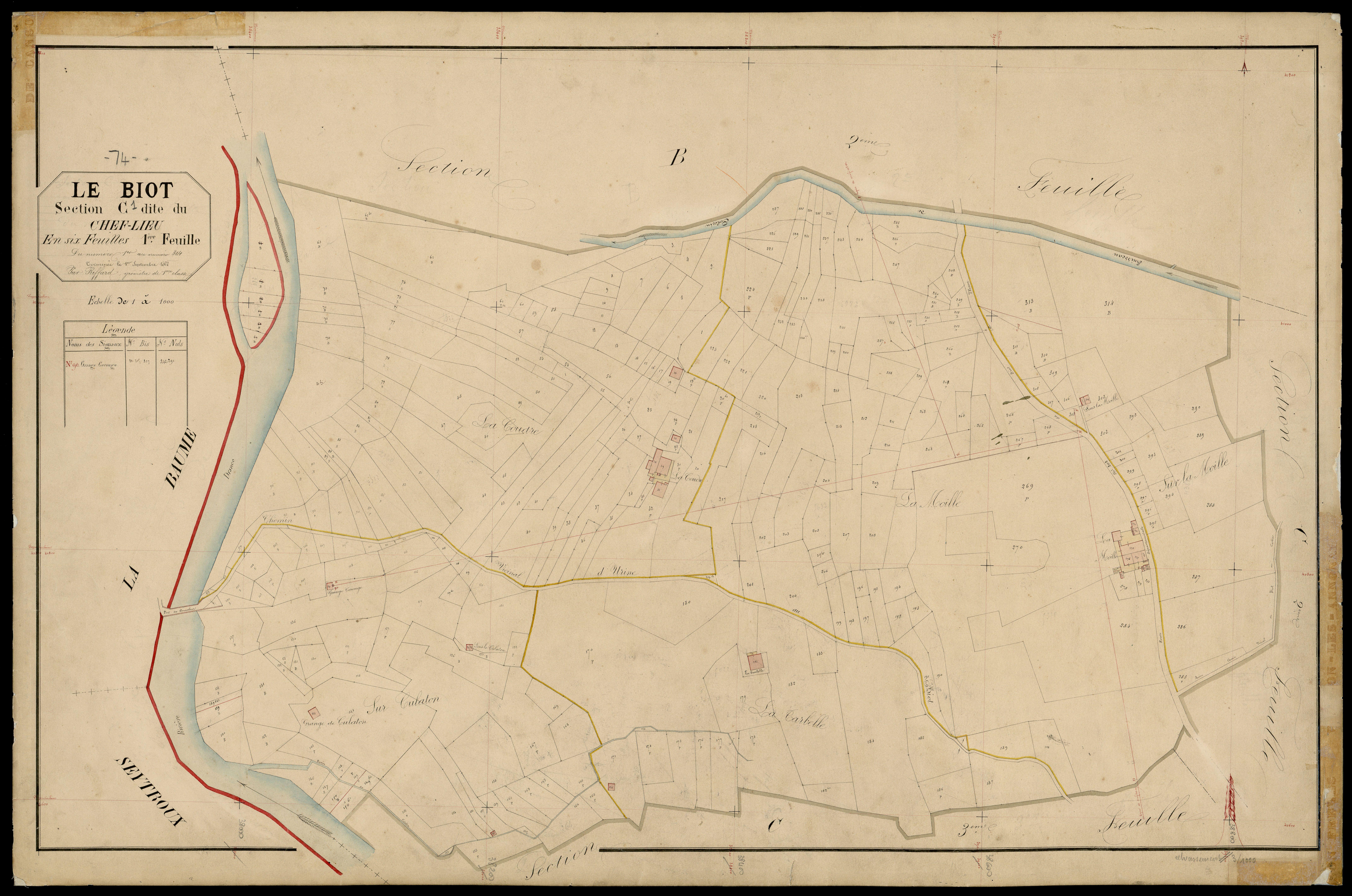 3 P 3 2788 - Feuille n° 2, parcelles n° 31 à 39 - 25 août 1868