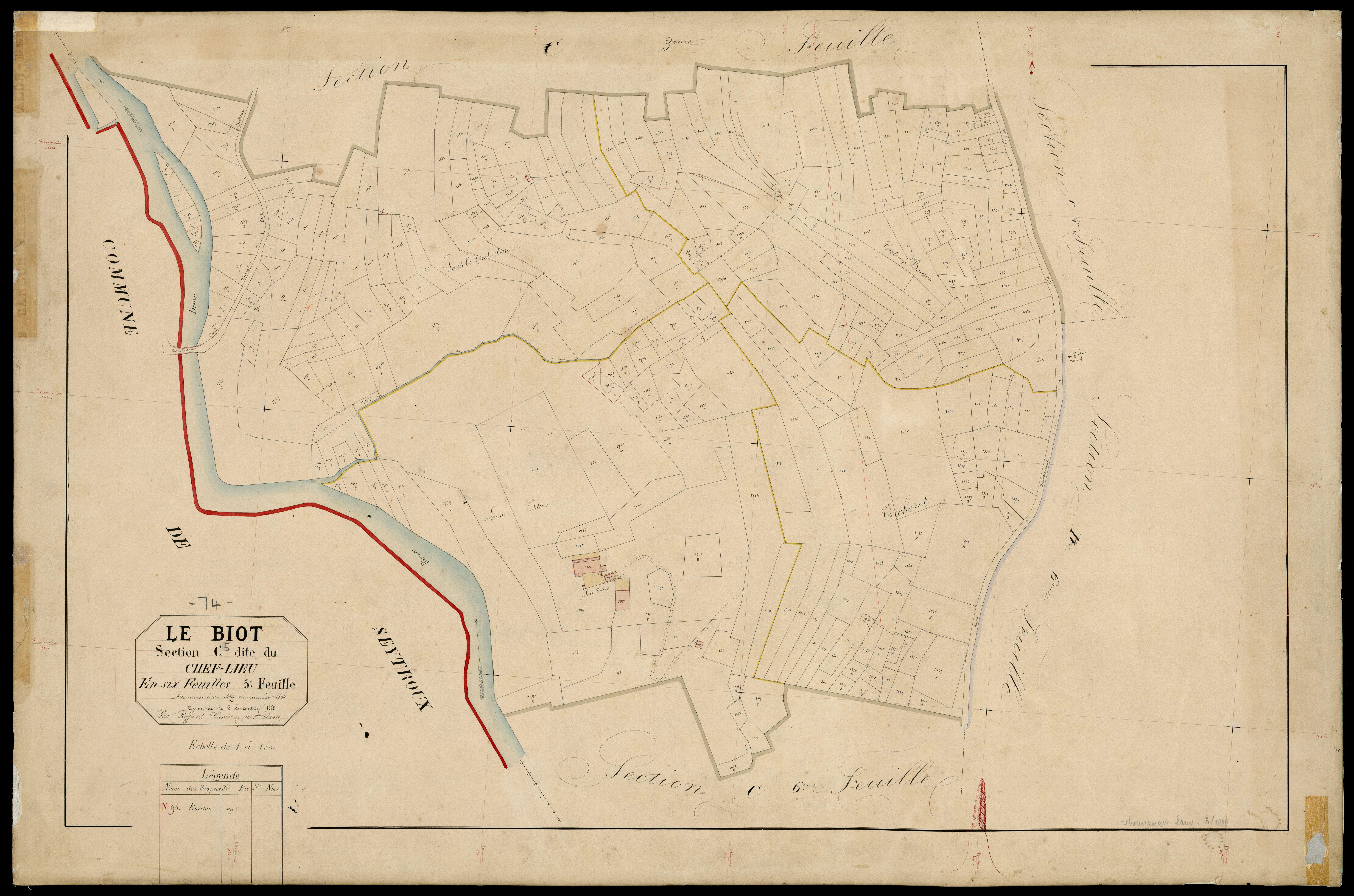 3 P 3 2792 - Feuille n° 6, parcelles n° 1863 à 194 - 1er septembre 1868