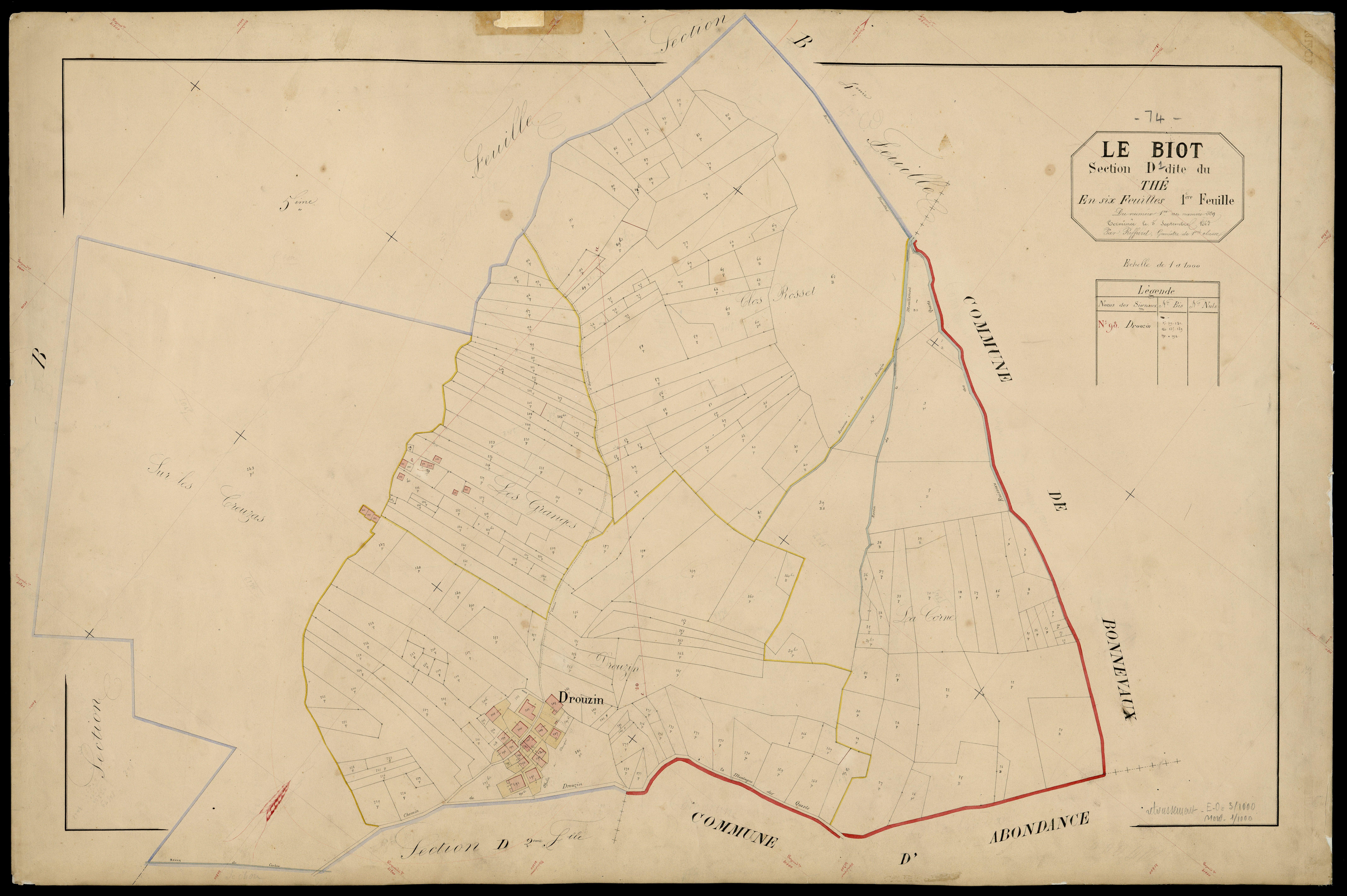3 P 3 2794 - Feuille n° 2, parcelles n° 230 à 443 - 5 septembre 1868