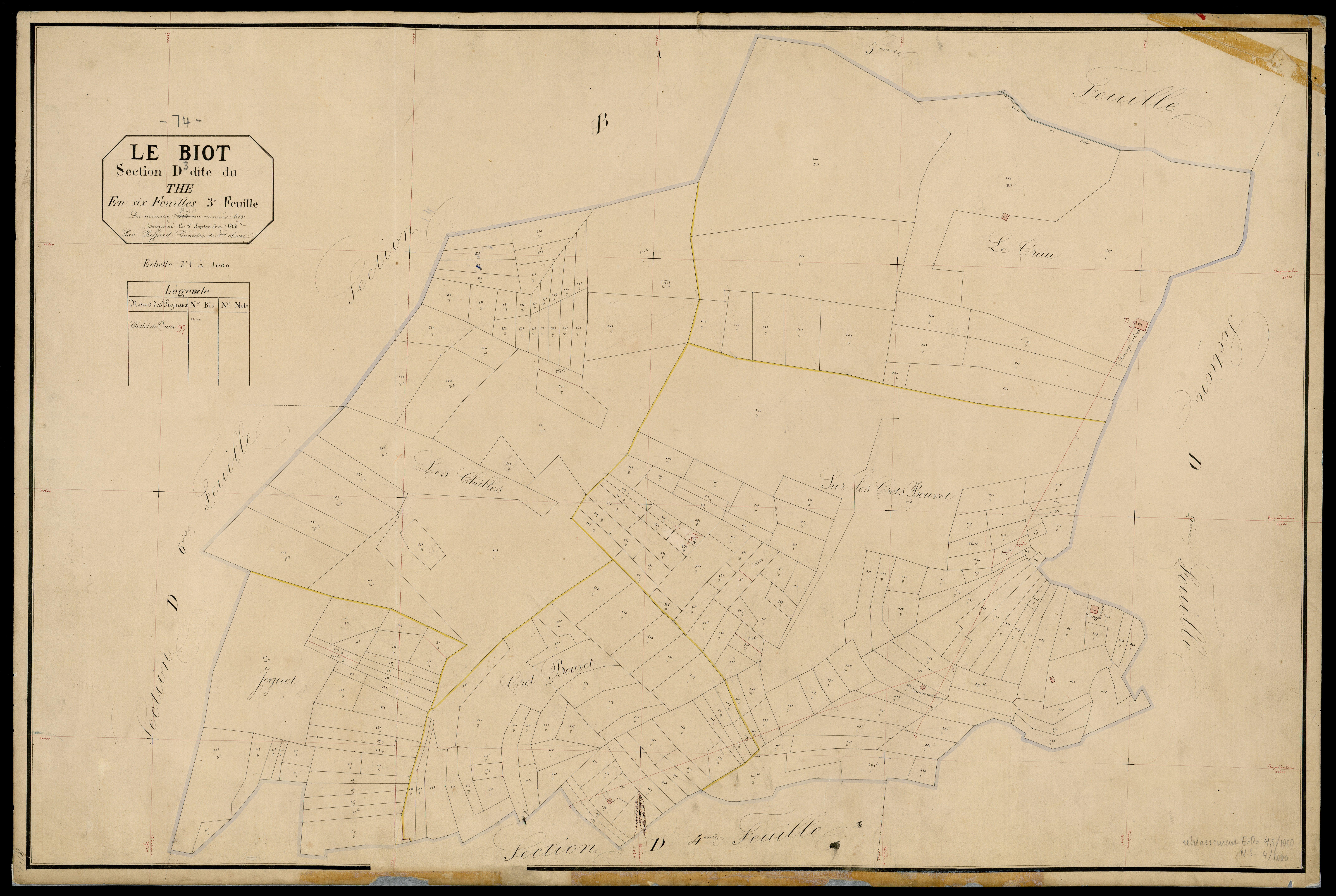 3 P 3 2796 - Feuille n° 4, parcelles n° 678 à 1317 - 5 septembre 1868
