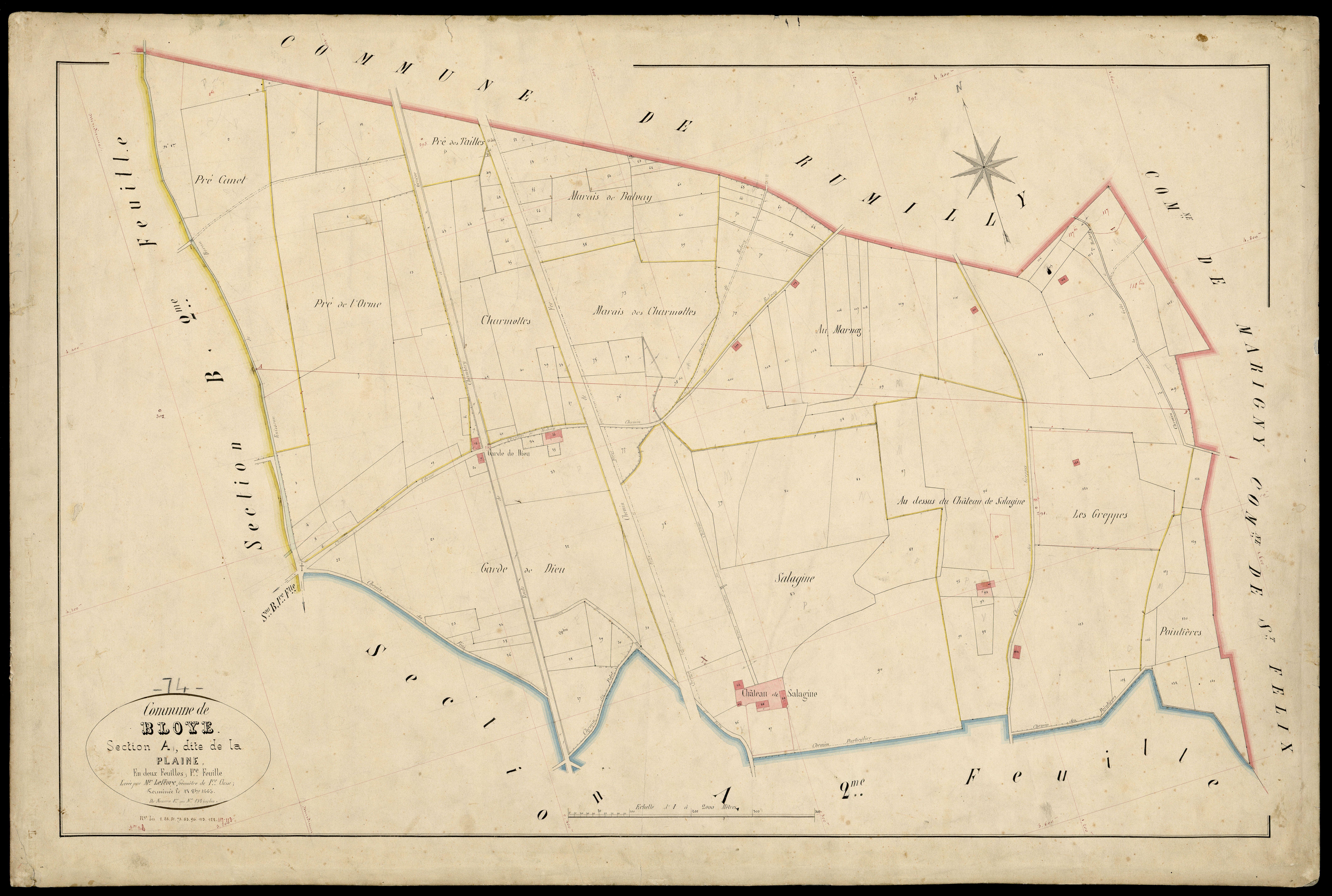 3 P 3 2808 - Feuille n° 2, parcelles n° 133 à 414 - 17 octobre 1863