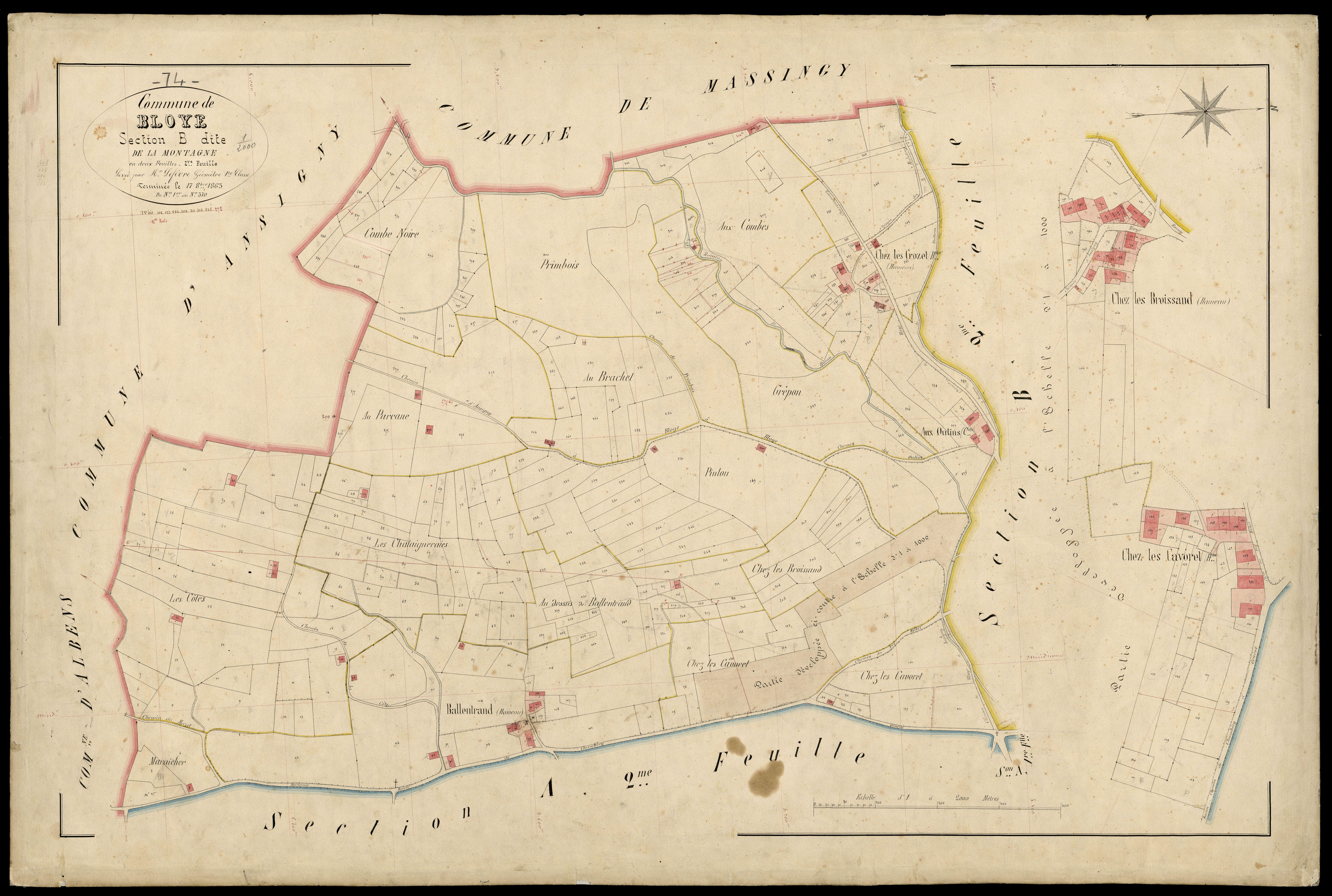 3 P 3 2810 - Feuille n° 2, parcelles n° 371 à 27 - 17 octobre 1863