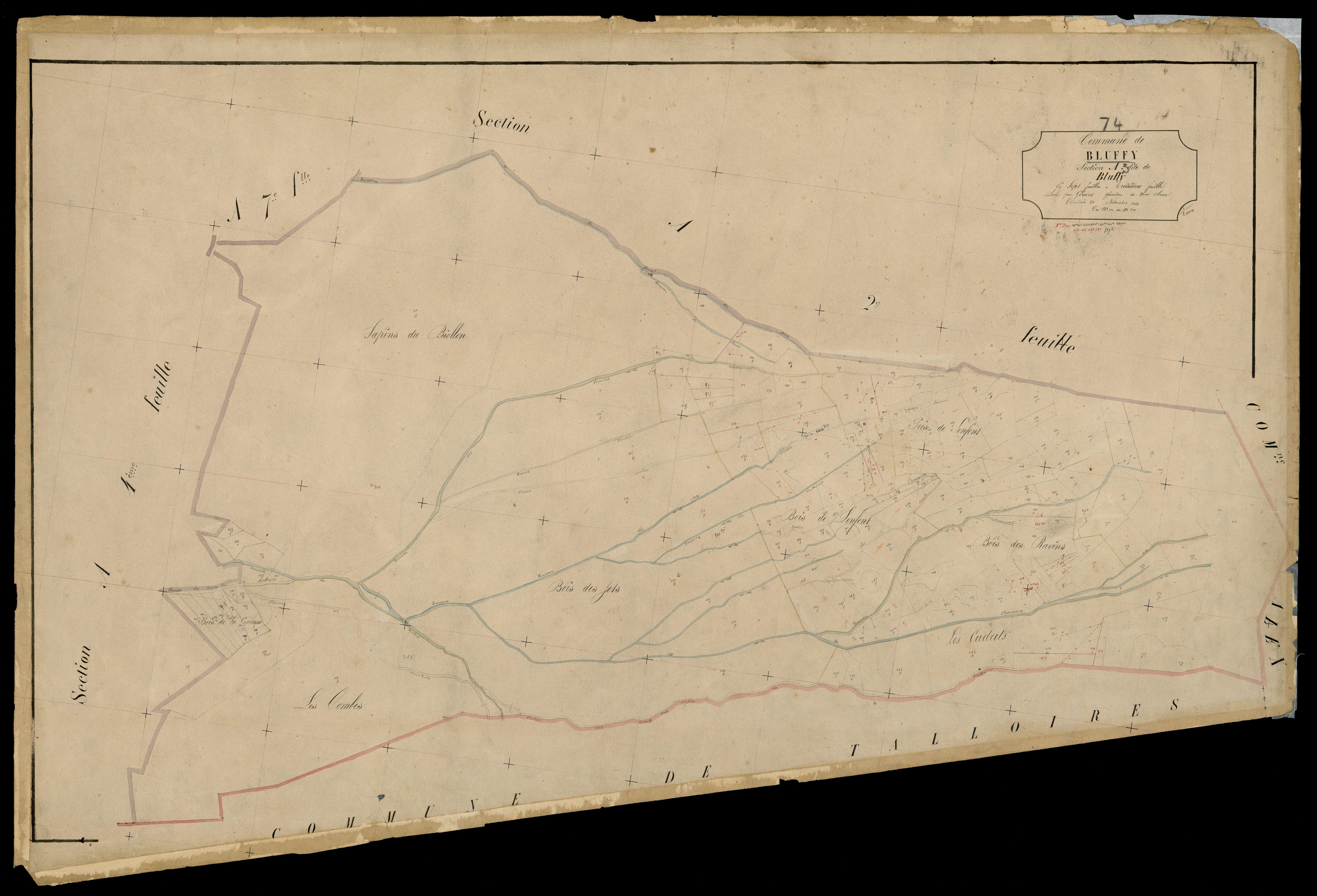 3 P 3 2815 - Feuille n° 4, parcelles n° 71 à 900 - 20 novembre 1866