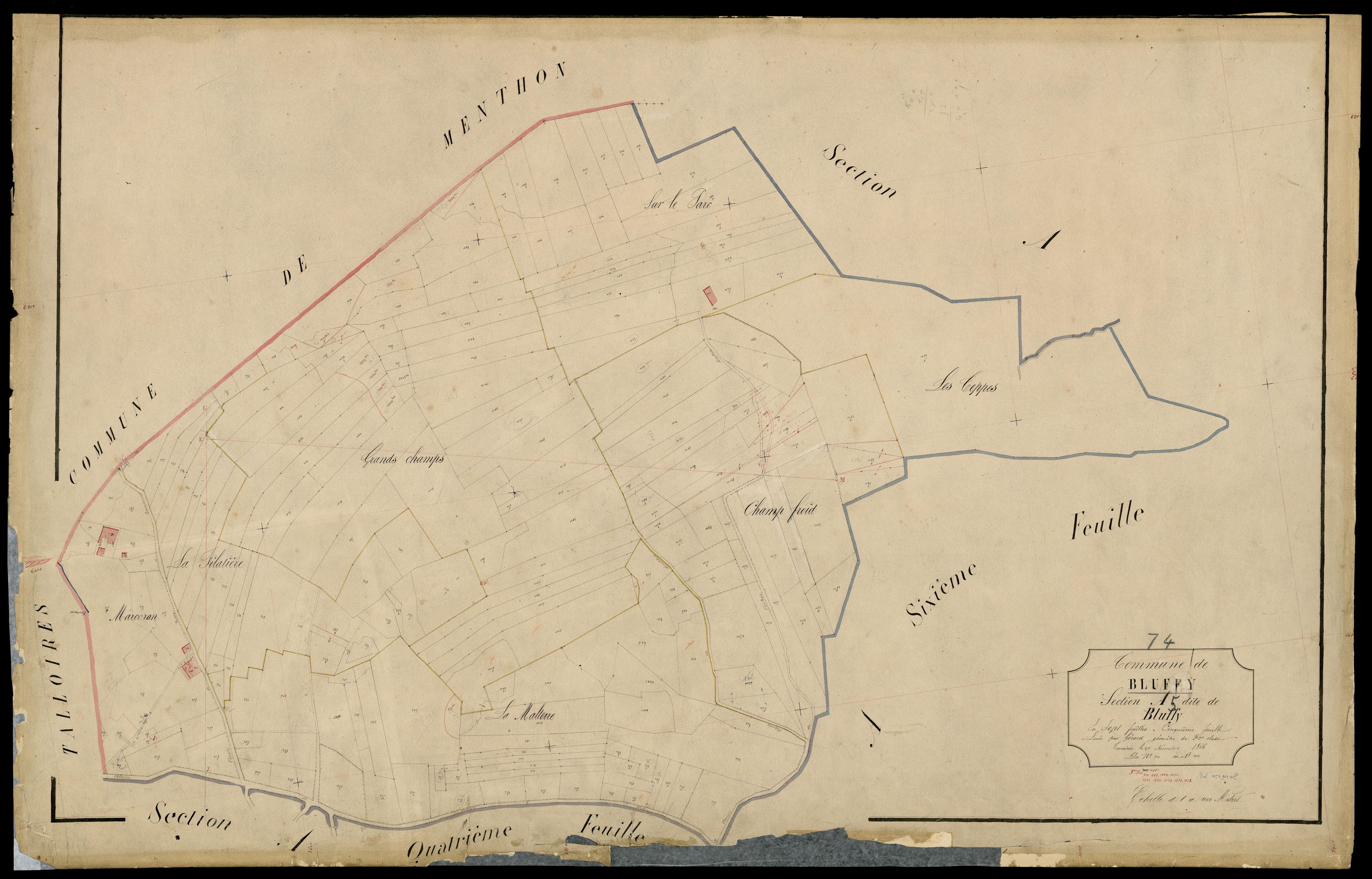 3 P 3 2817 - Feuille n° 6, parcelles n° 1116 à 116 - 20 novembre 1866