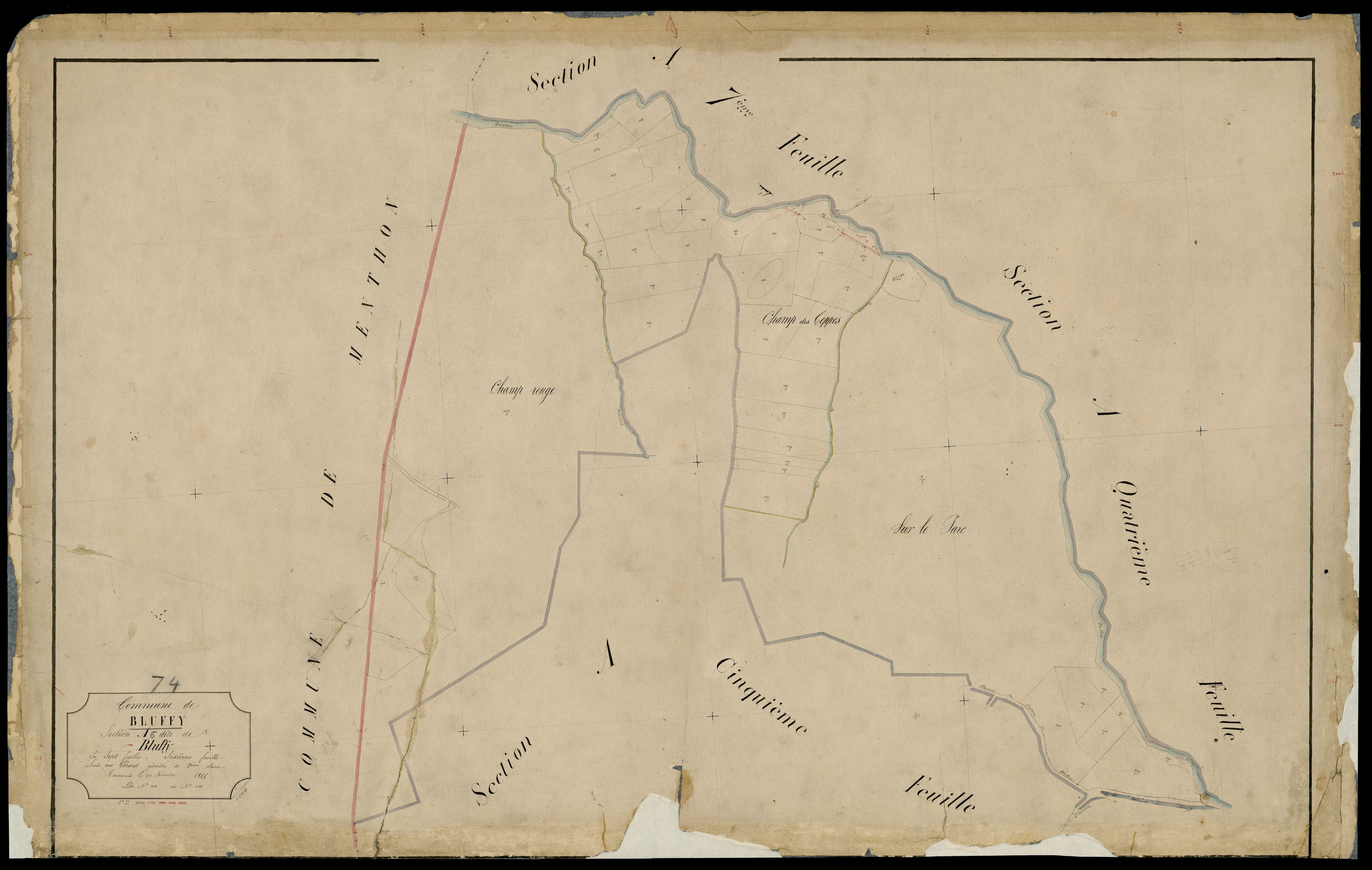 3 P 3 2818 - Feuille n° 7, parcelles n° 117 à 186 - novembre 1866
