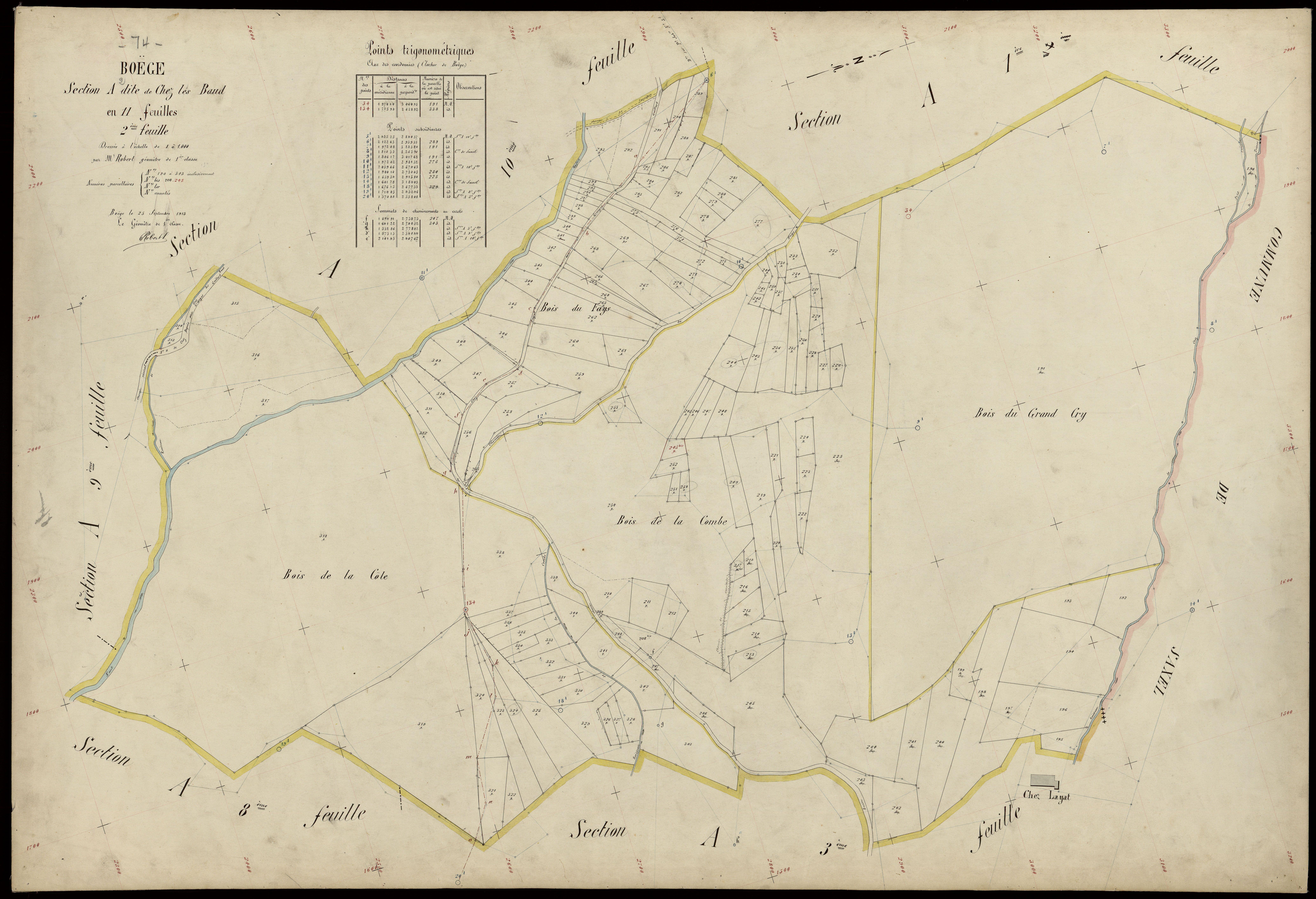 3 P 3 2826 - Feuille n° 3, parcelles n° 344 à 1 - 25 septembre 1913