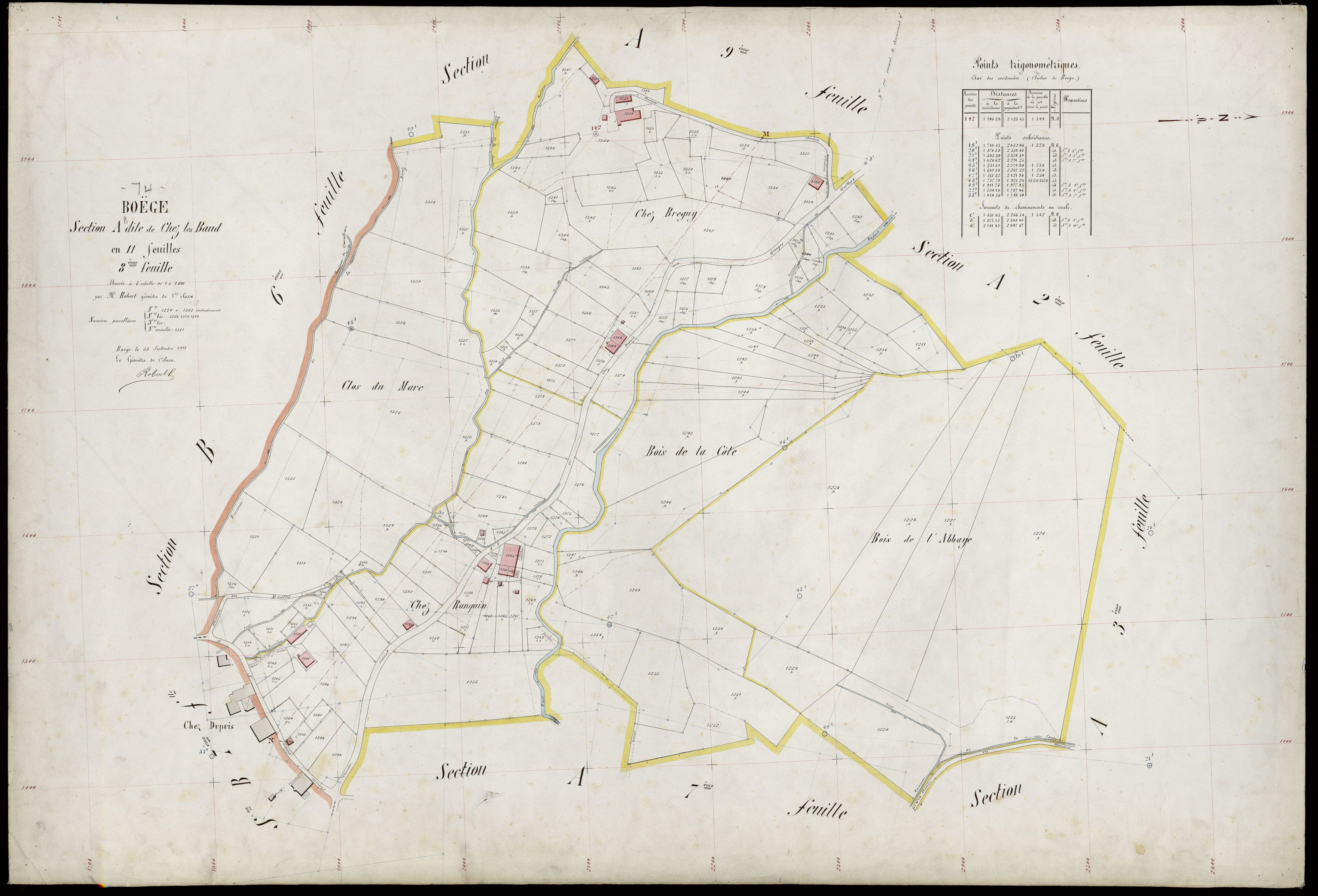 3 P 3 2832 - Feuille n° 9, parcelles n° 1383 à 1478 - 25 septembre 1913