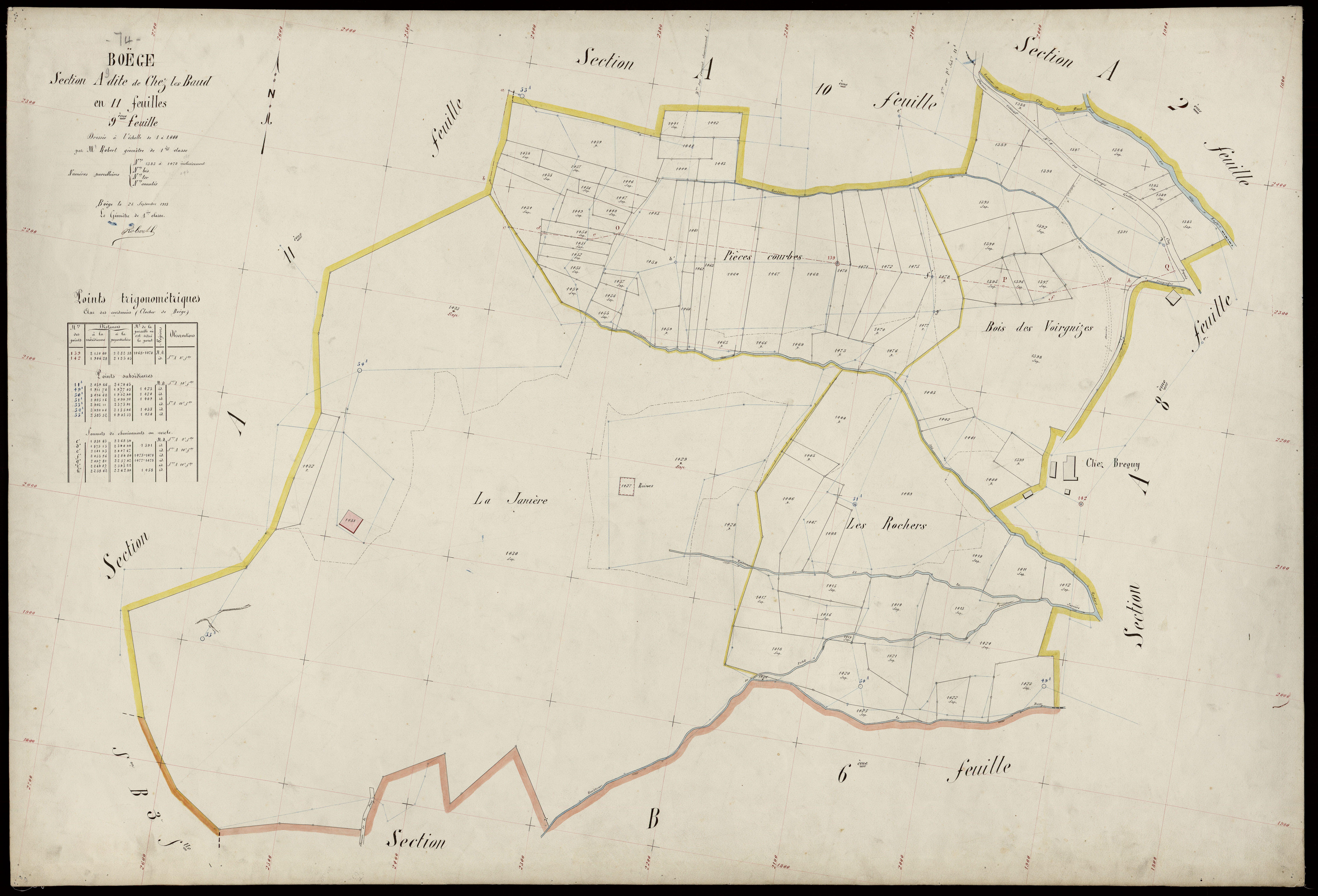 3 P 3 2833 - Feuille n° 10, parcelles n° 1479 à 1809 - 25 septembre 1913