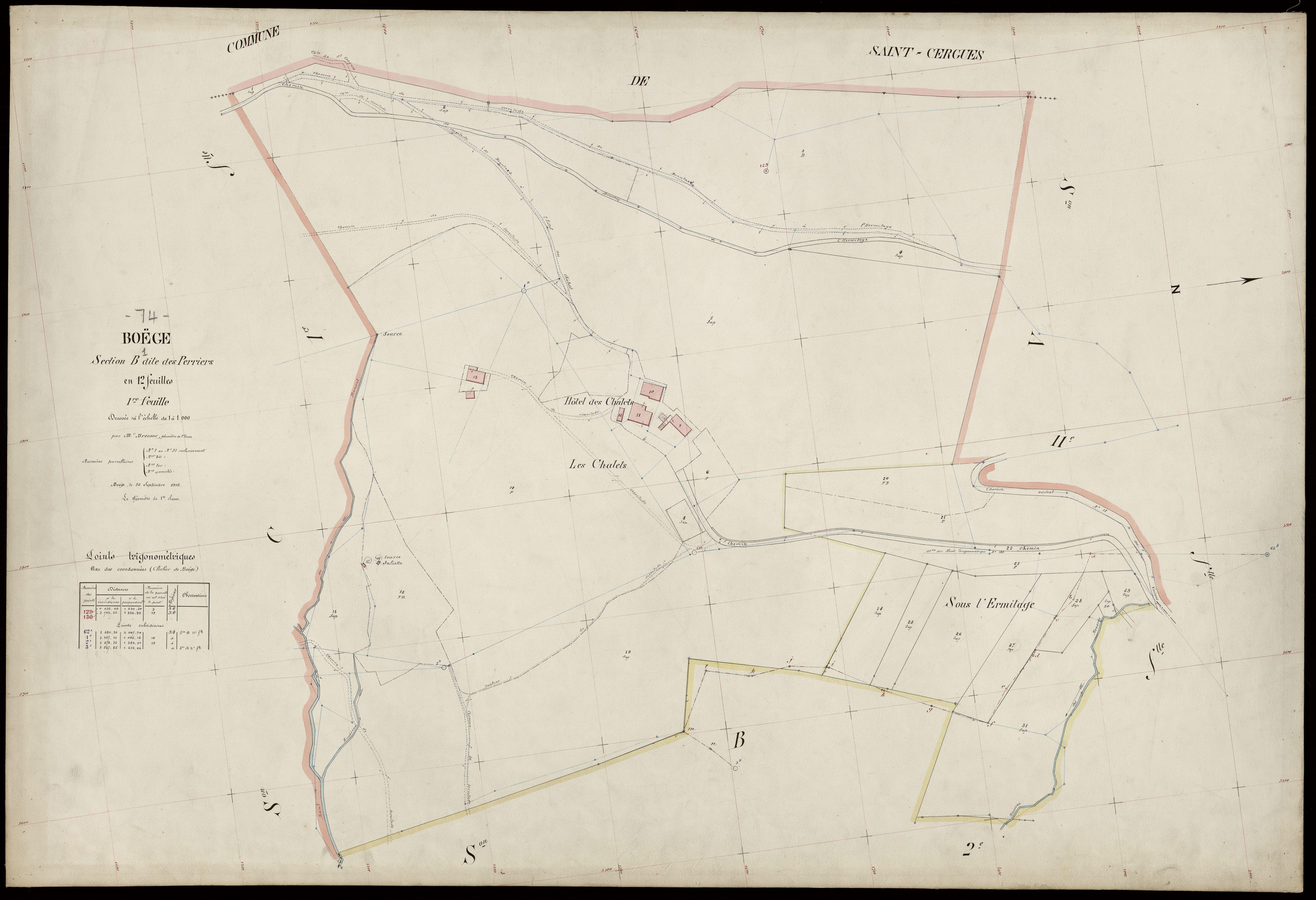 3 P 3 2836 - Feuille n° 2, parcelles n° 32 à 173 - 25 septembre 1913