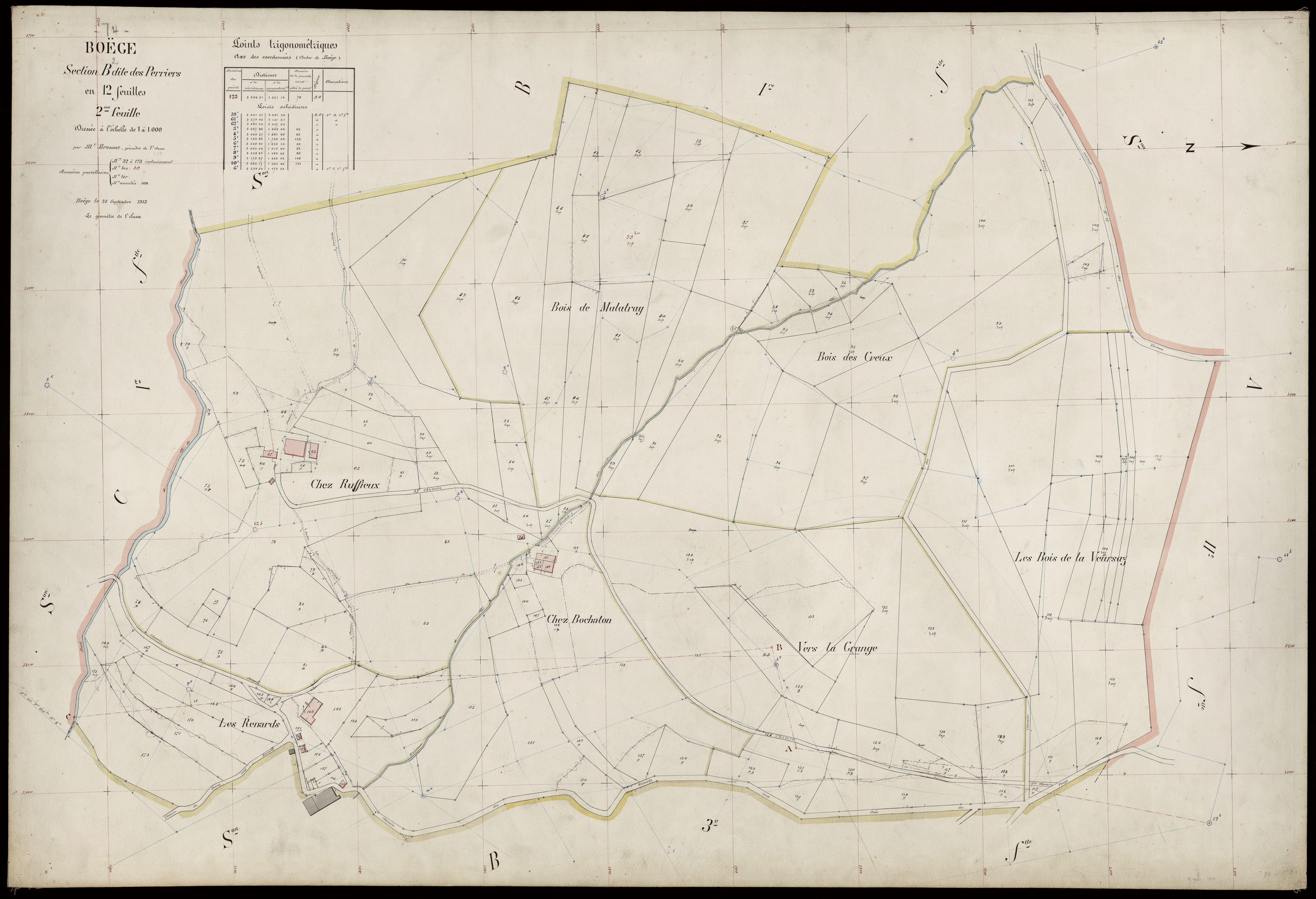 3 P 3 2837 - Feuille n° 3, parcelles n° 174 à 332 - 25 septembre 1913