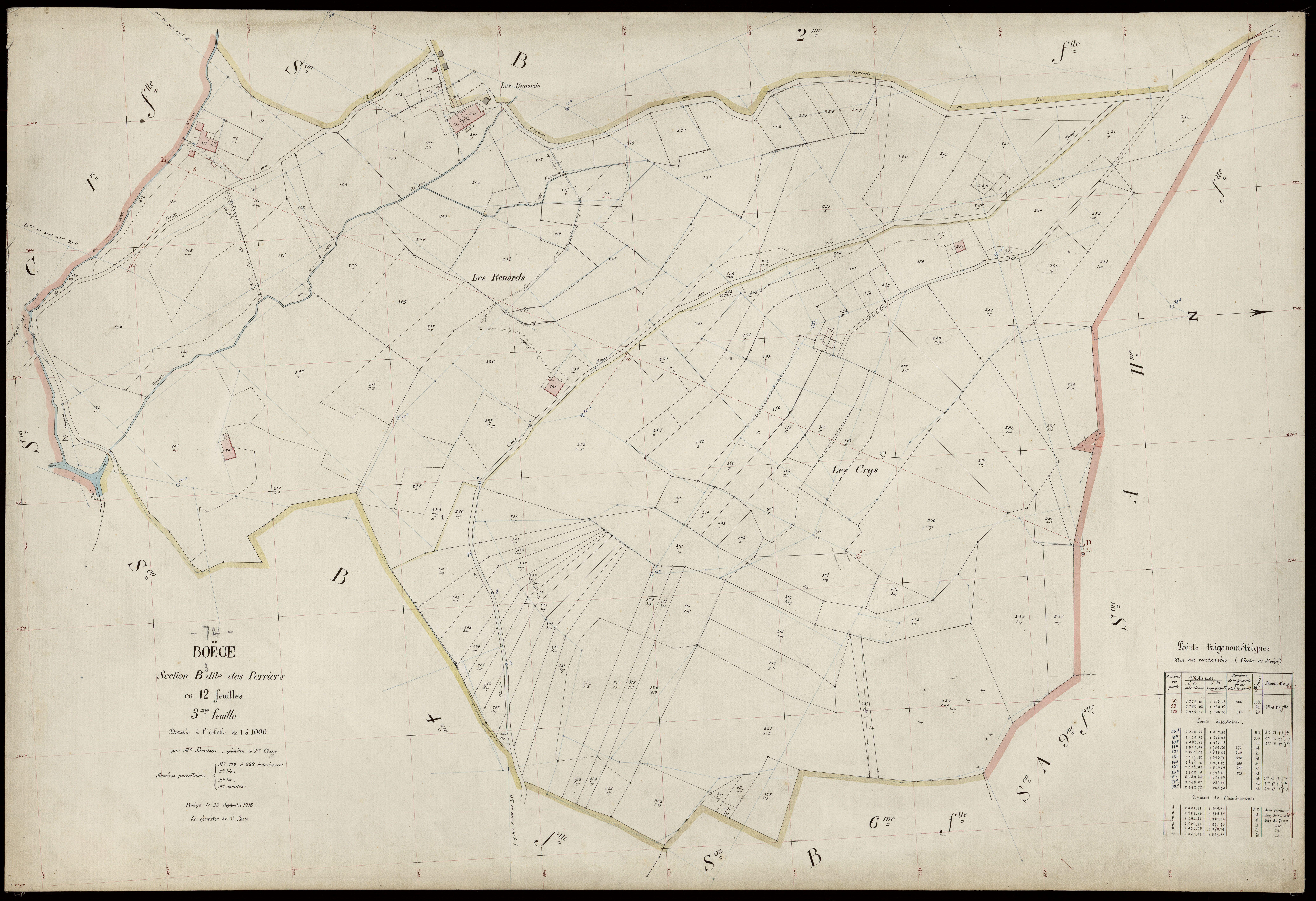 3 P 3 2838 - Feuille n° 4, parcelles n° 333 à 470 - 25 septembre 1913