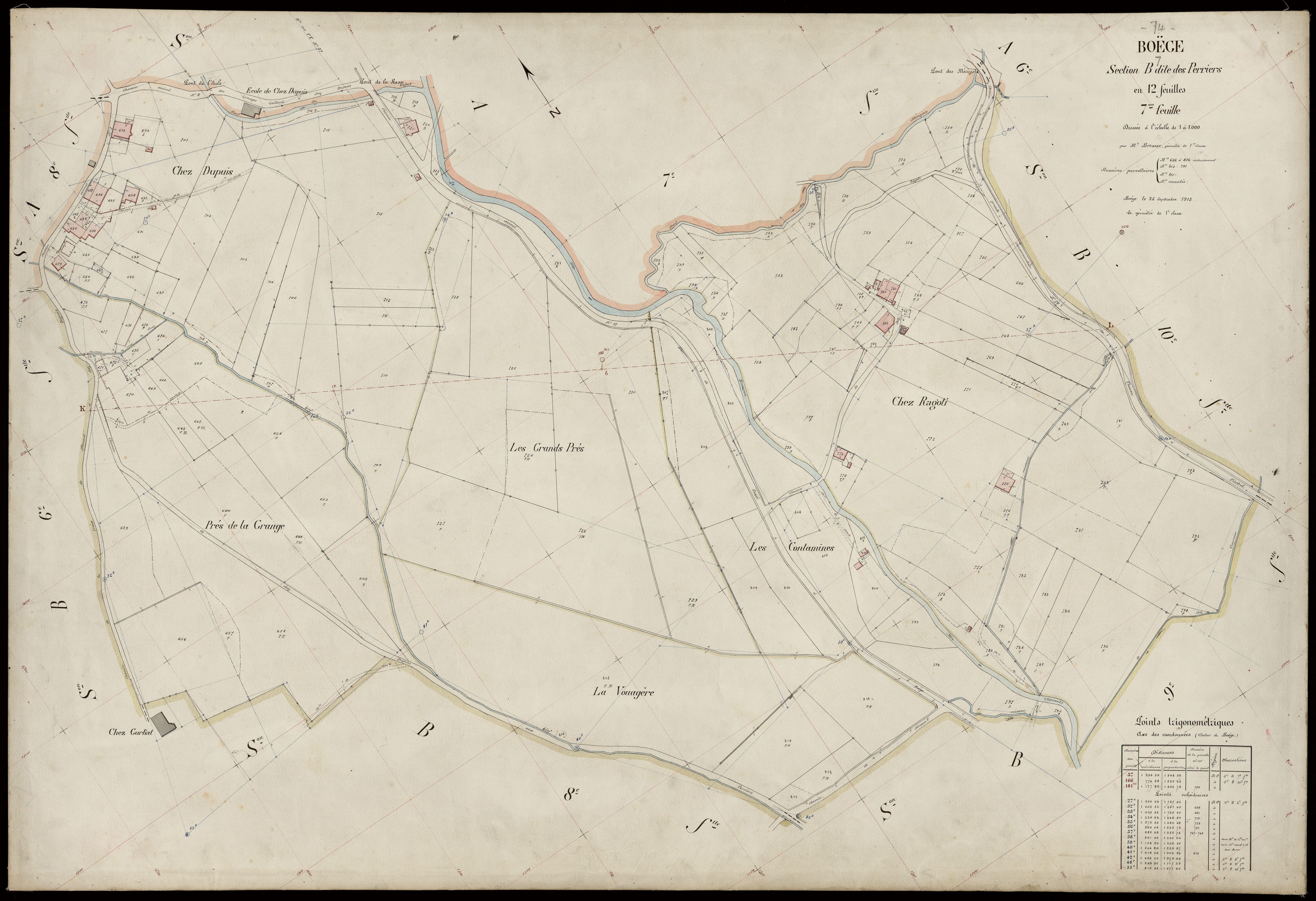3 P 3 2842 - Feuille n° 8, parcelles n° 817 à 974 - 25 septembre 1913