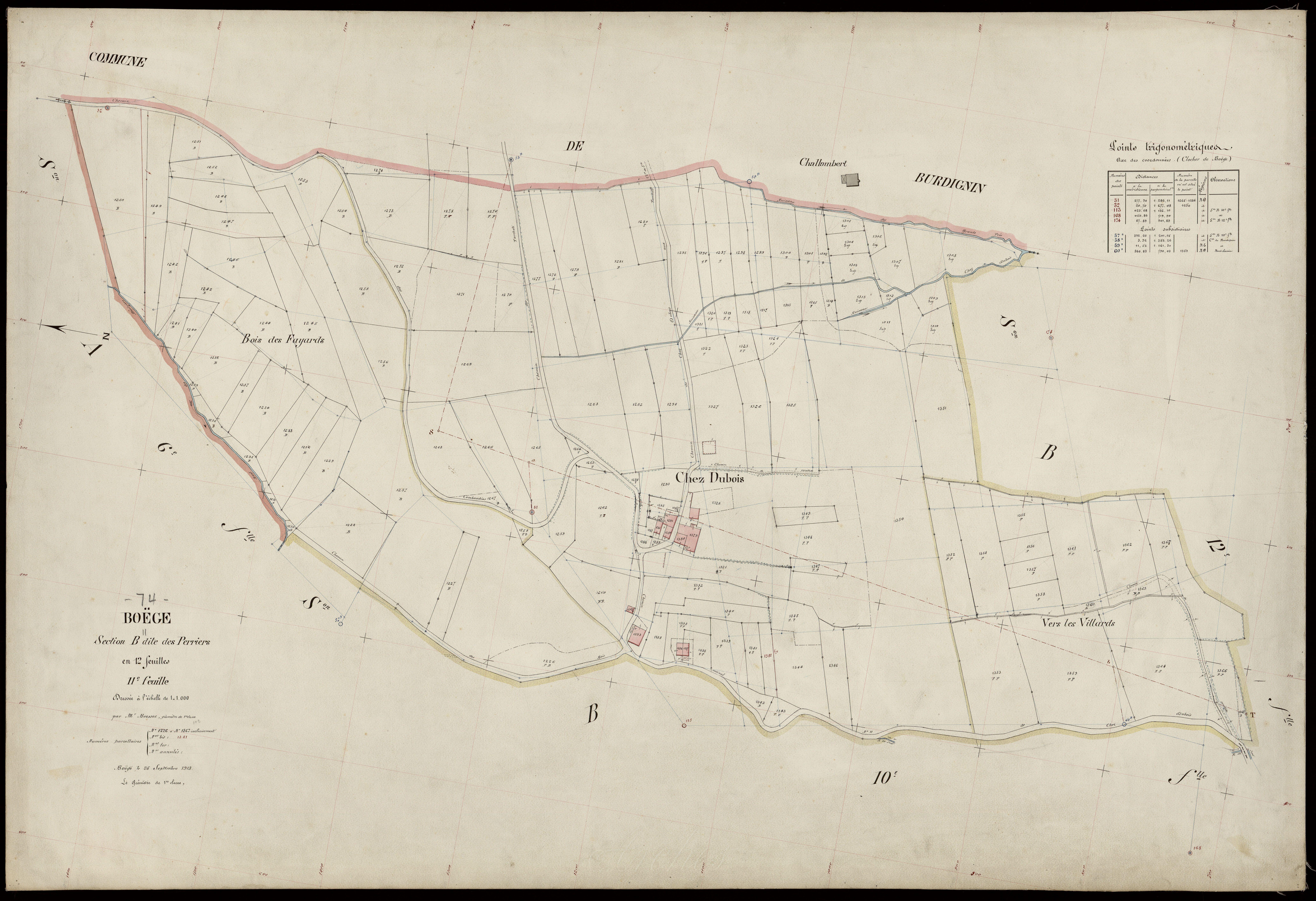 3 P 3 2846 - Feuille n° 12, parcelles n° 1368 à 1400 - 25 septembre 1913