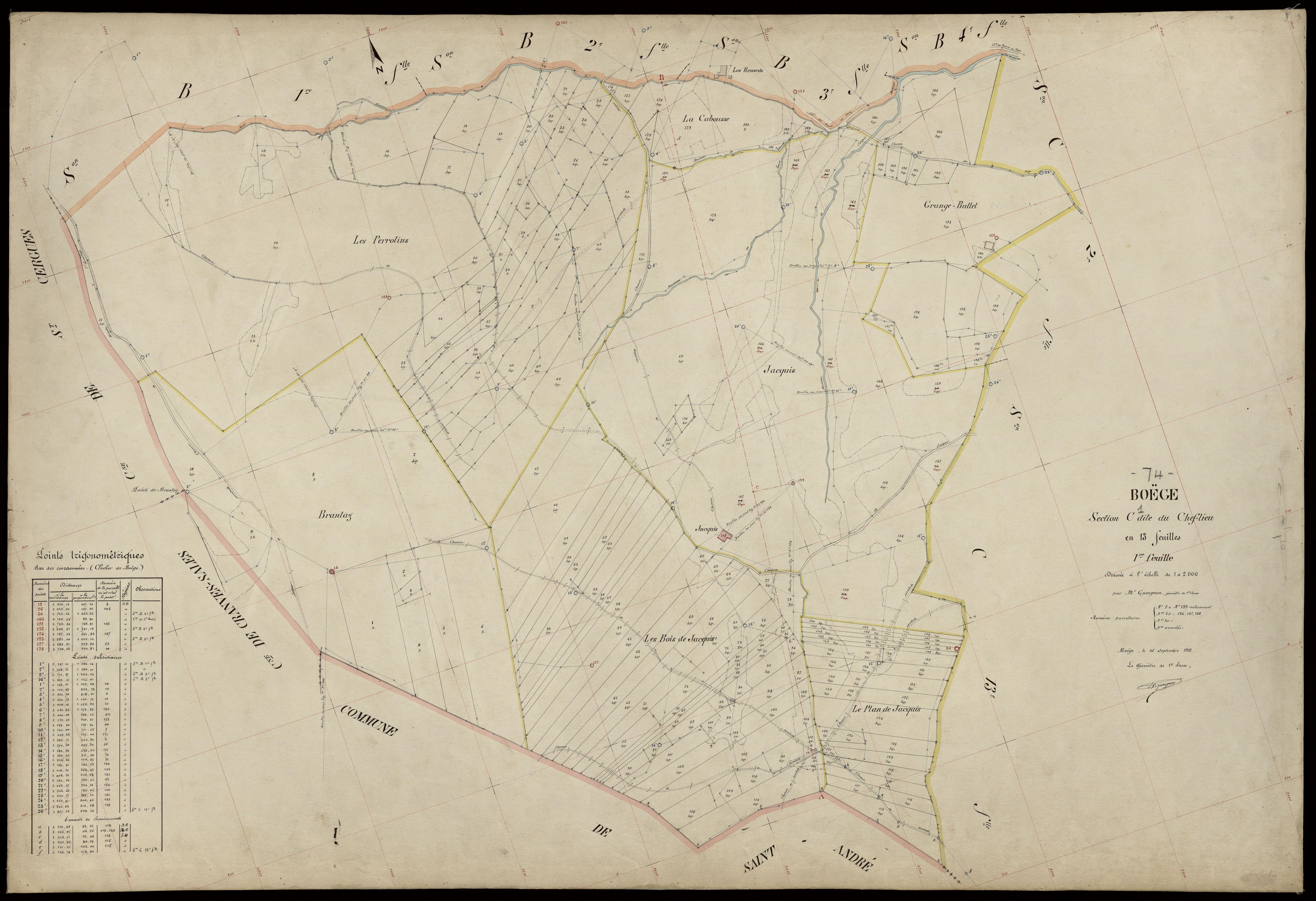 3 P 3 2848 - Feuille n° 2, parcelles n° 200 à 241 - 25 septembre 1913