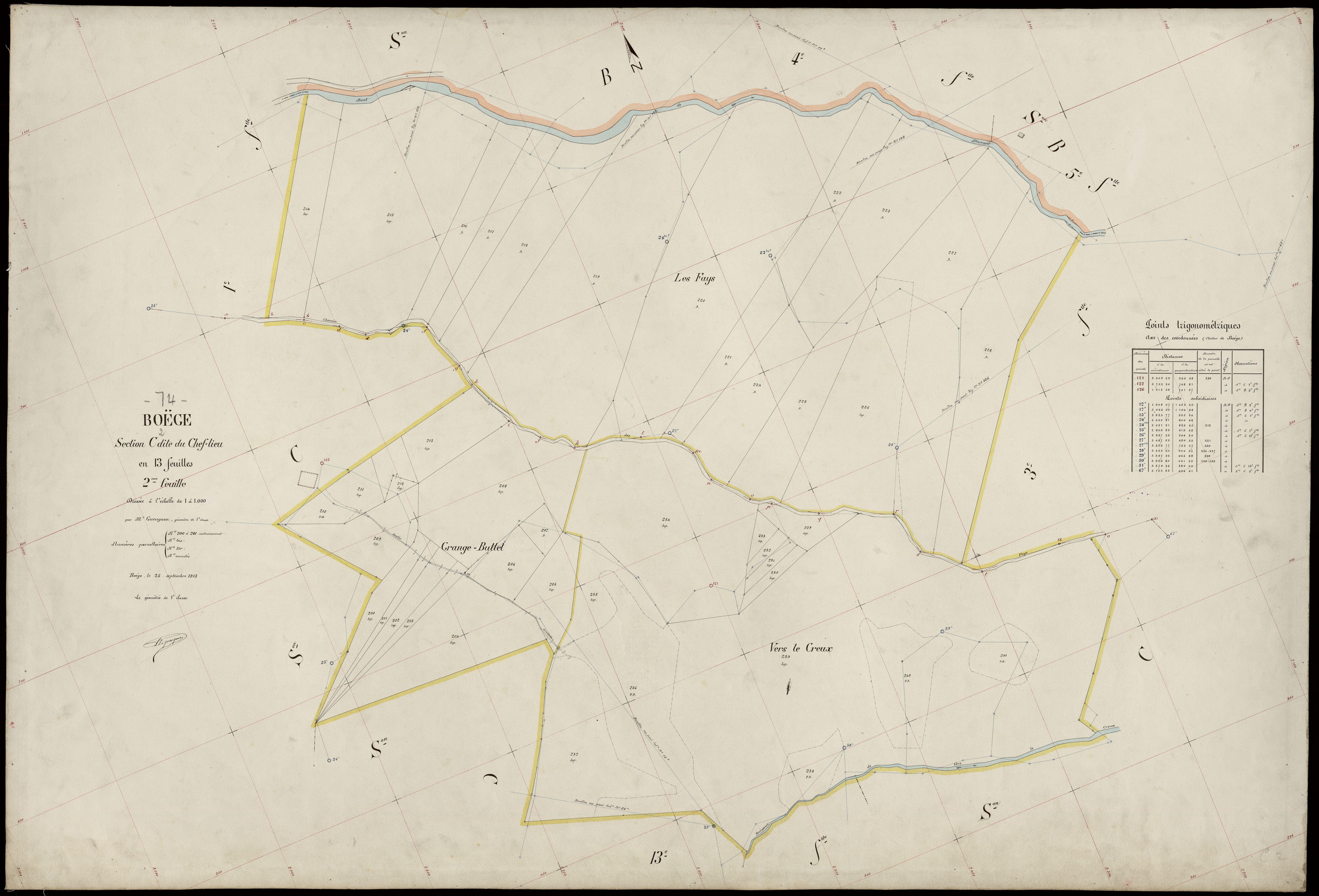 3 P 3 2849 - Feuille n° 3, parcelles n° 242 à 334 - 25 septembre 1913