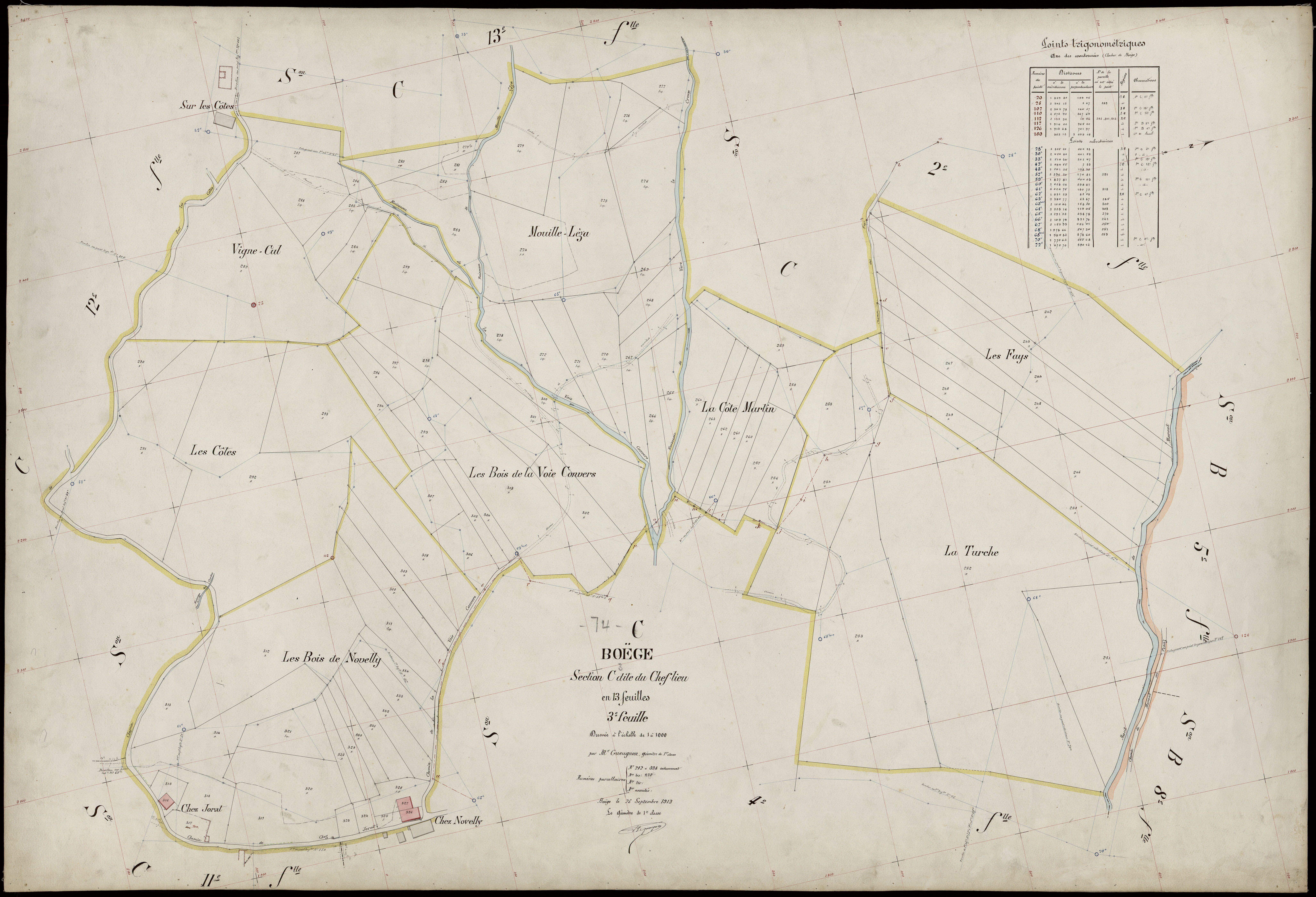 3 P 3 2850 - Feuille n° 4, parcelles n° 33 à 41 - 25 septembre 1913