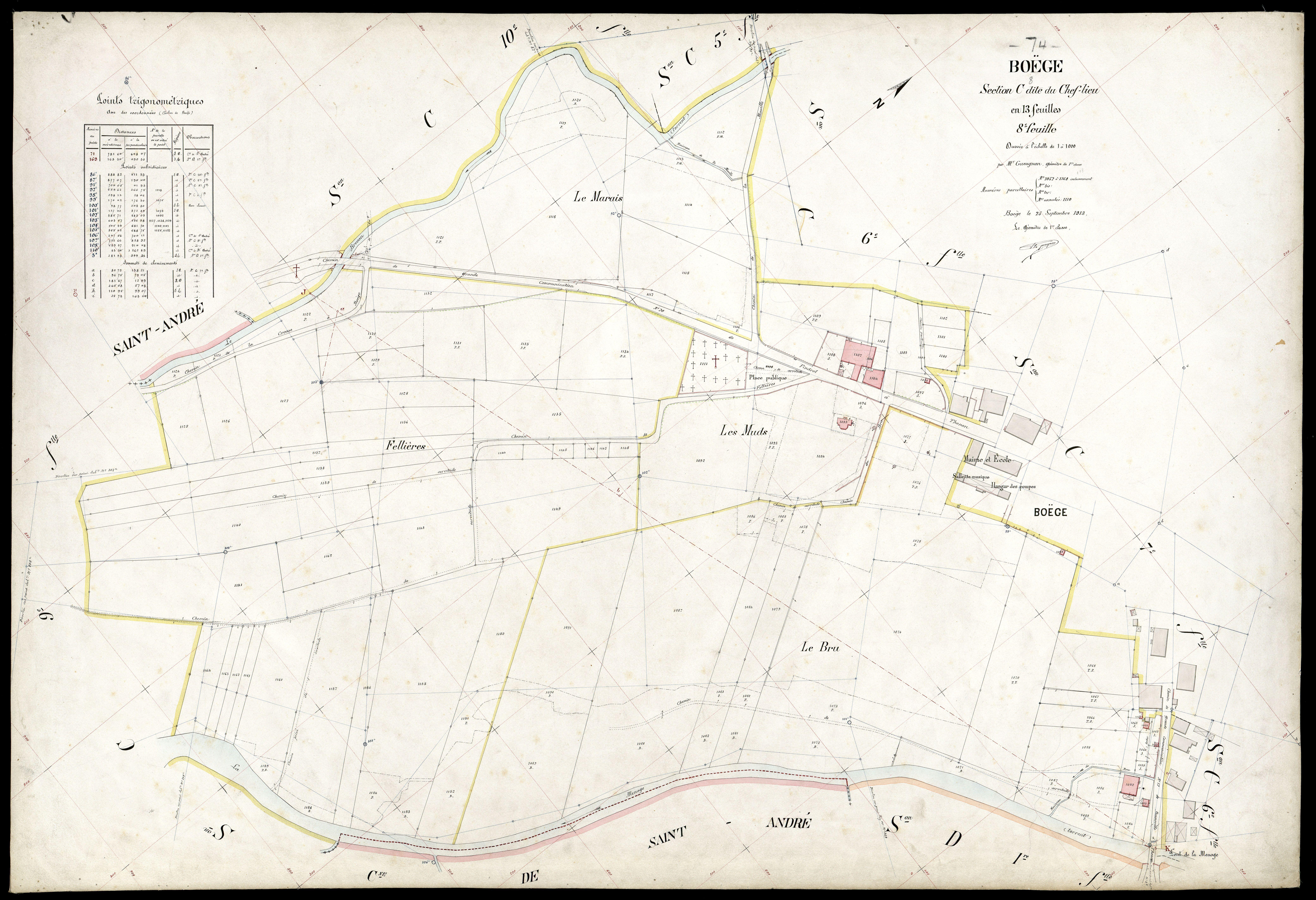 3 P 3 2855 - Feuille n° 9, parcelles n° 116 à 1261 - 25 septembre 1913