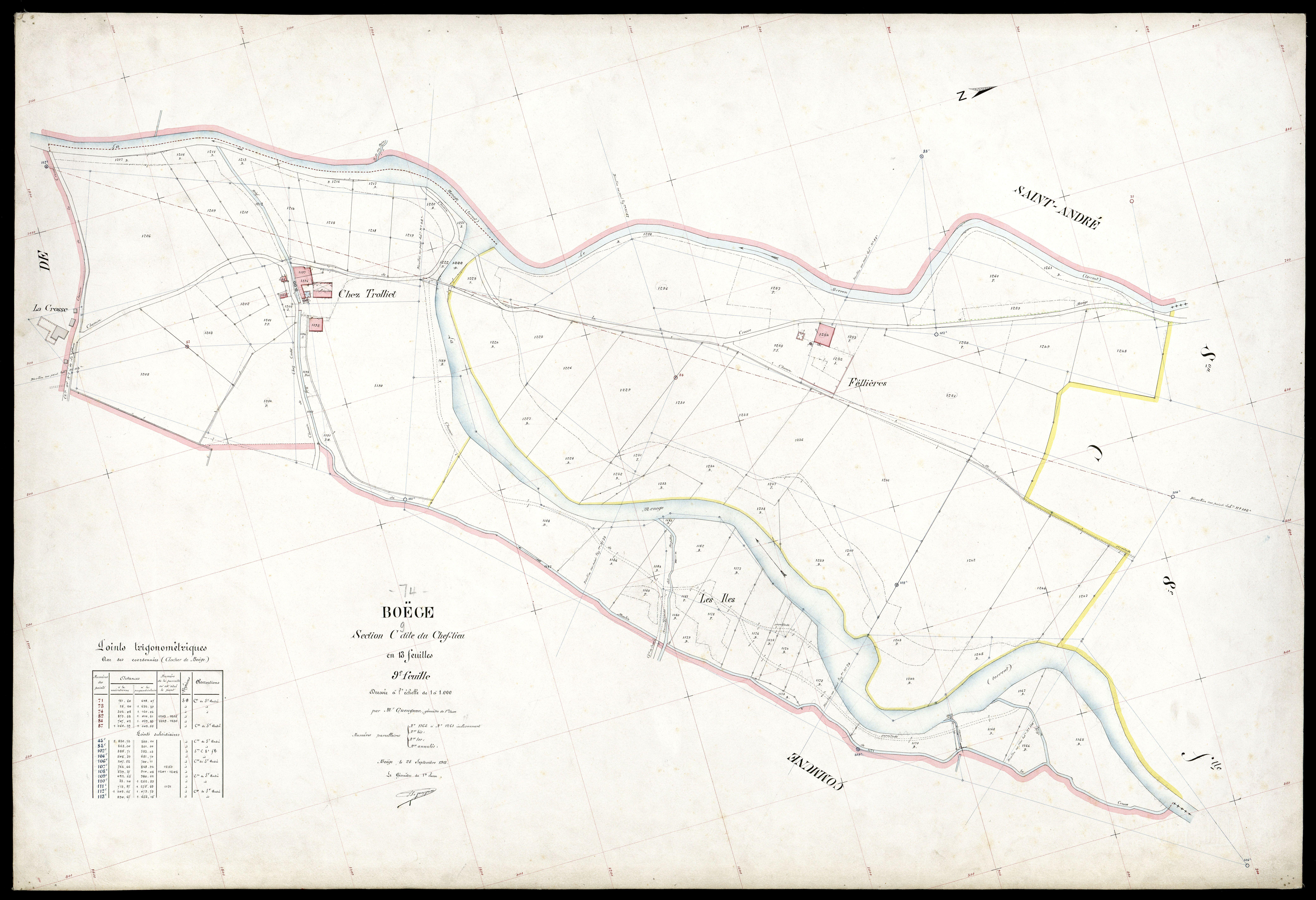 3 P 3 2856 - Feuille n° 10, parcelles n° 1262 à 1442 - 25 septembre 1913