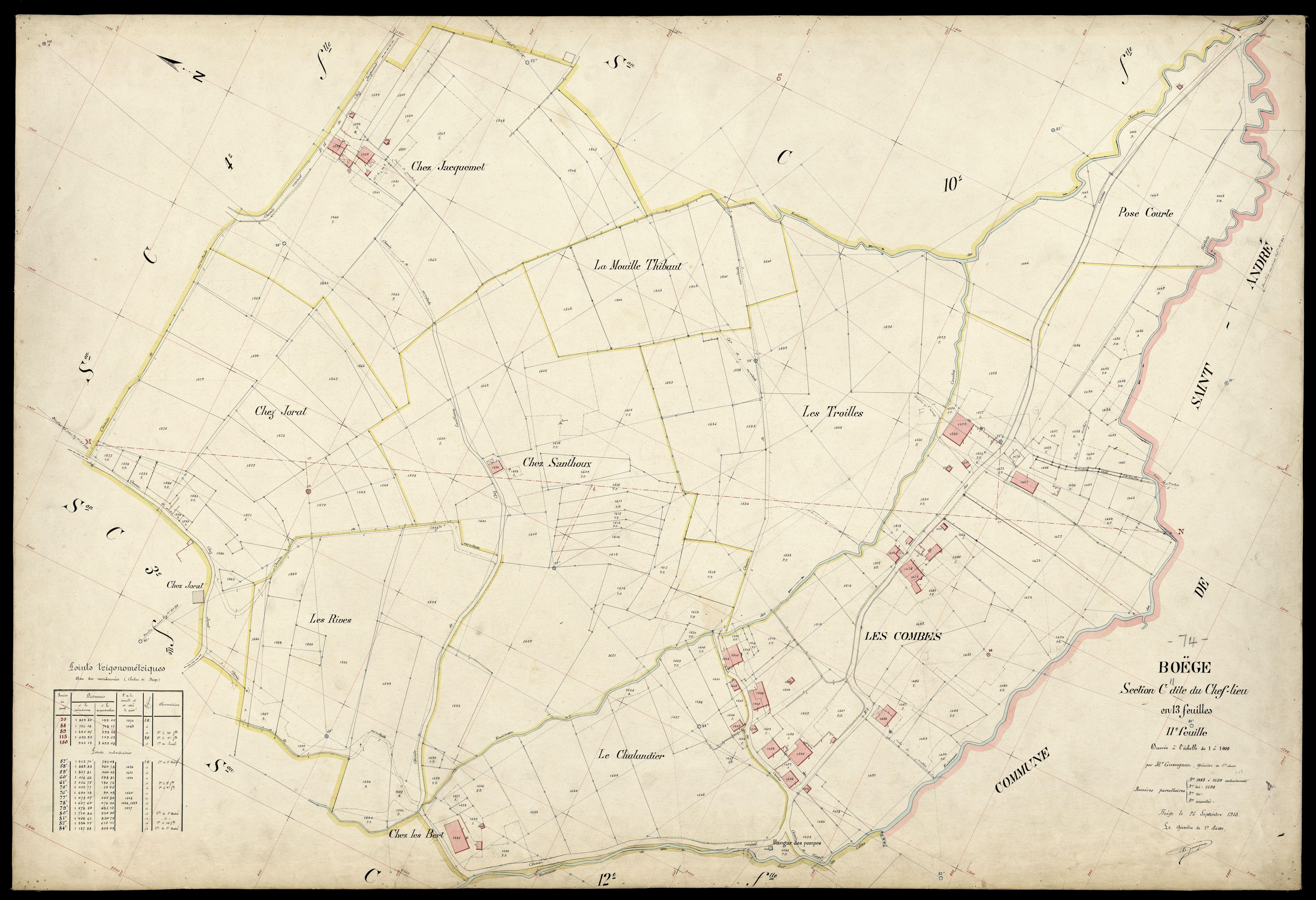 3 P 3 2858 - Feuille n° 12, parcelles n° 161 à 17 - 25 septembre 1913