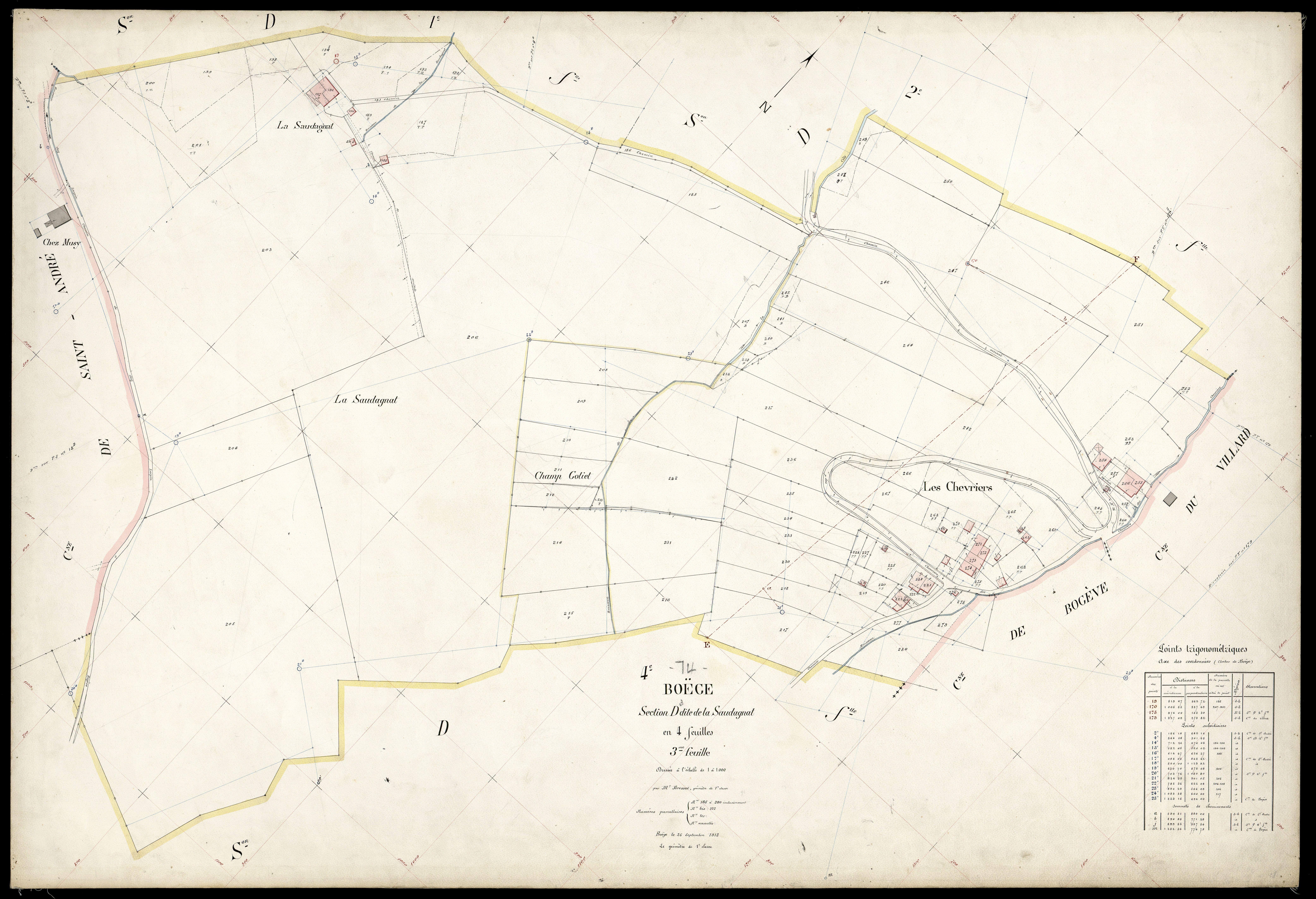 3 P 3 2863 - Feuille n° 4, parcelles n° 281 à 443 - 25 septembre 1913