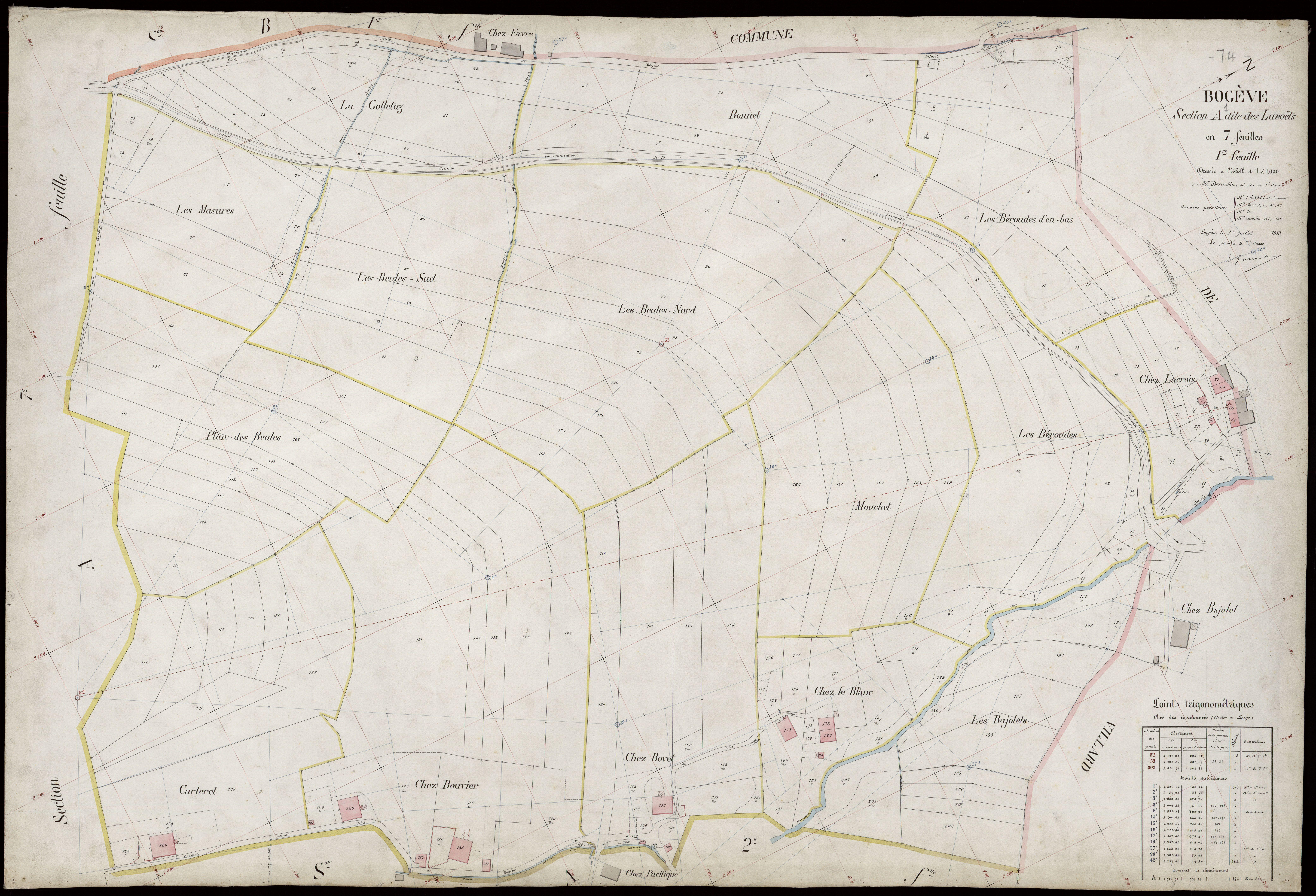 3 P 3 2870 - Feuille n° 2, parcelles n° 20 à 49 - 1er juillet 1913