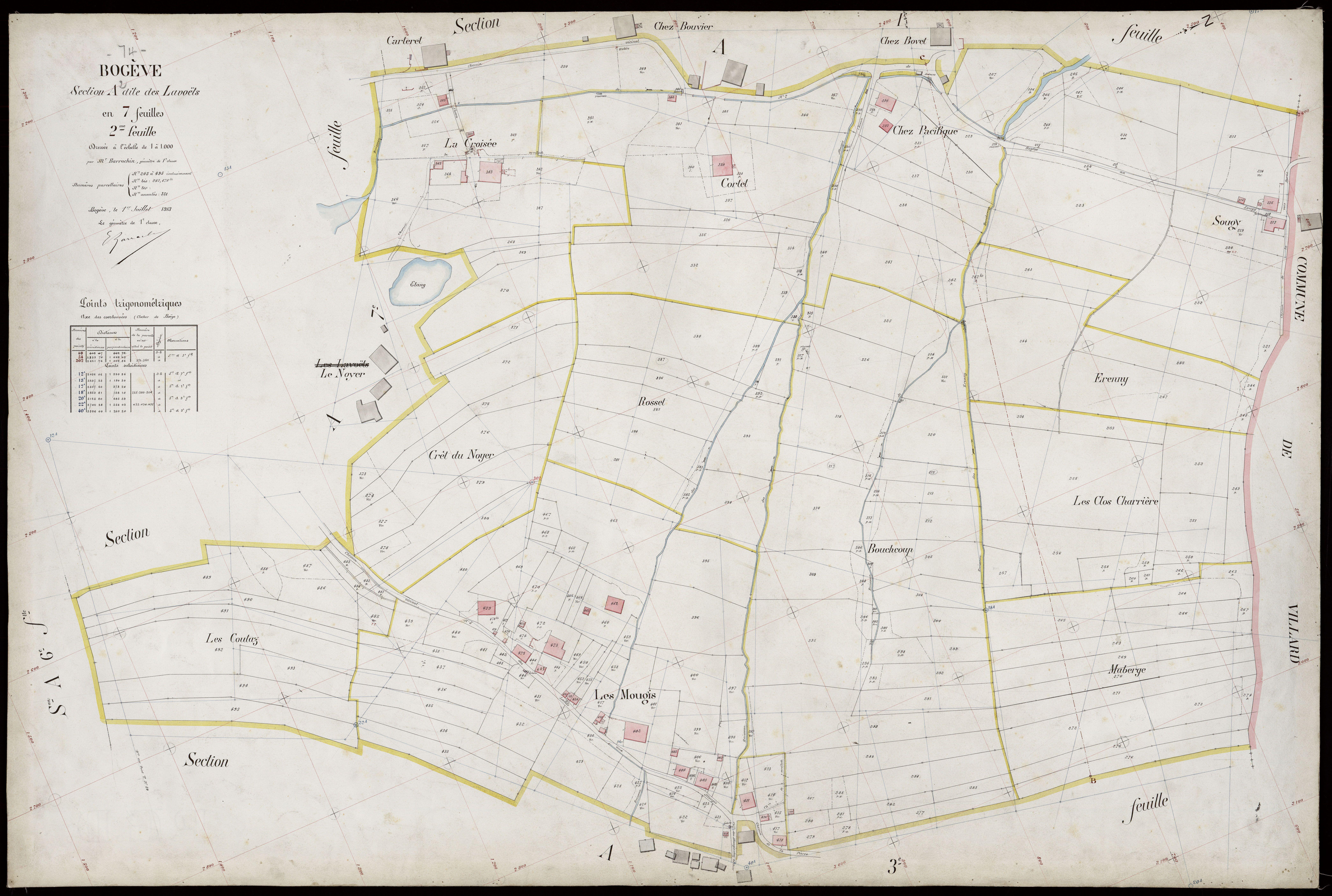 3 P 3 2871 - Feuille n° 3, parcelles n° 496 à 76 - 1er juillet 1913