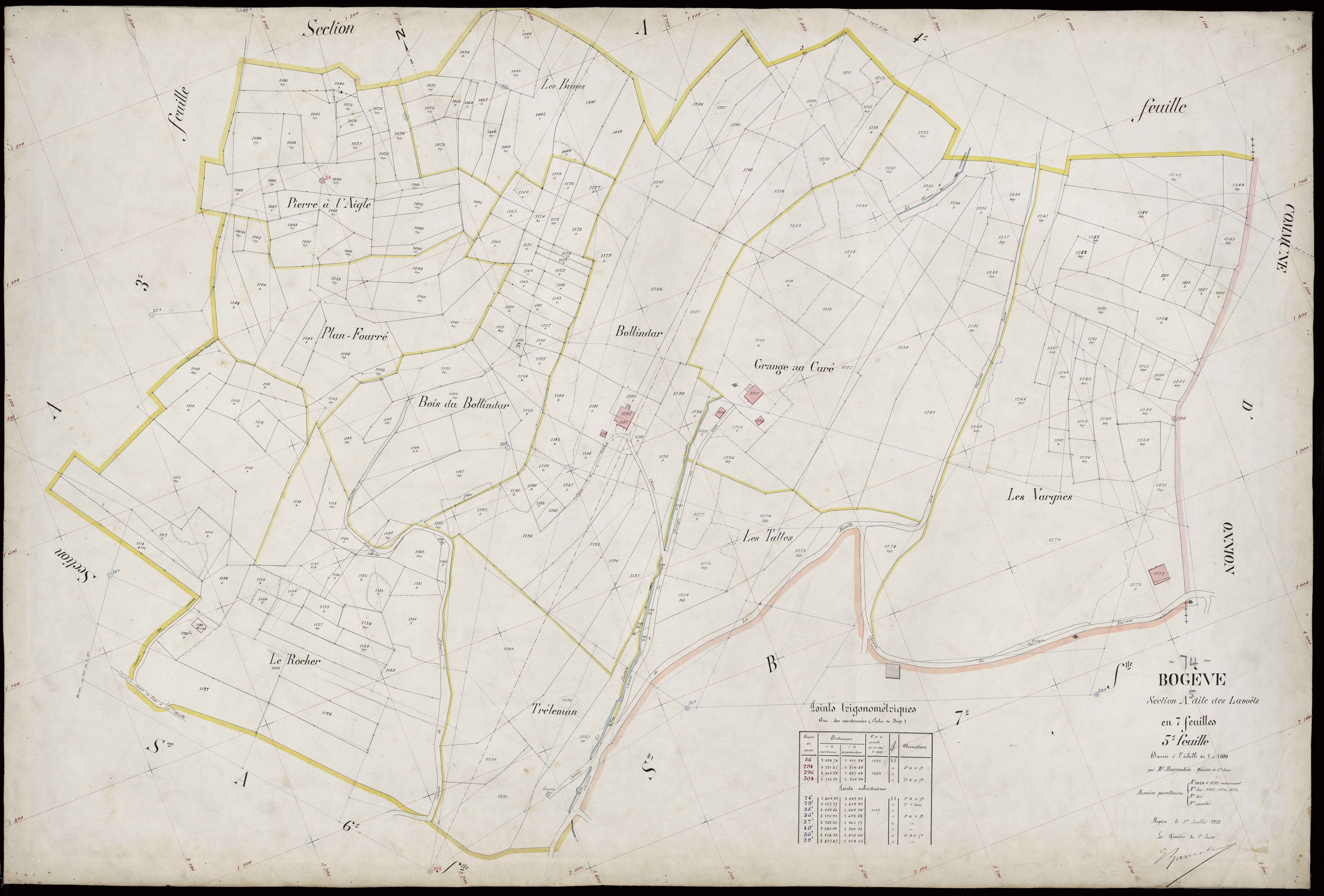 3 P 3 2874 - Feuille n° 6, parcelles n° 1292 à 1633 - 1er juillet 1913