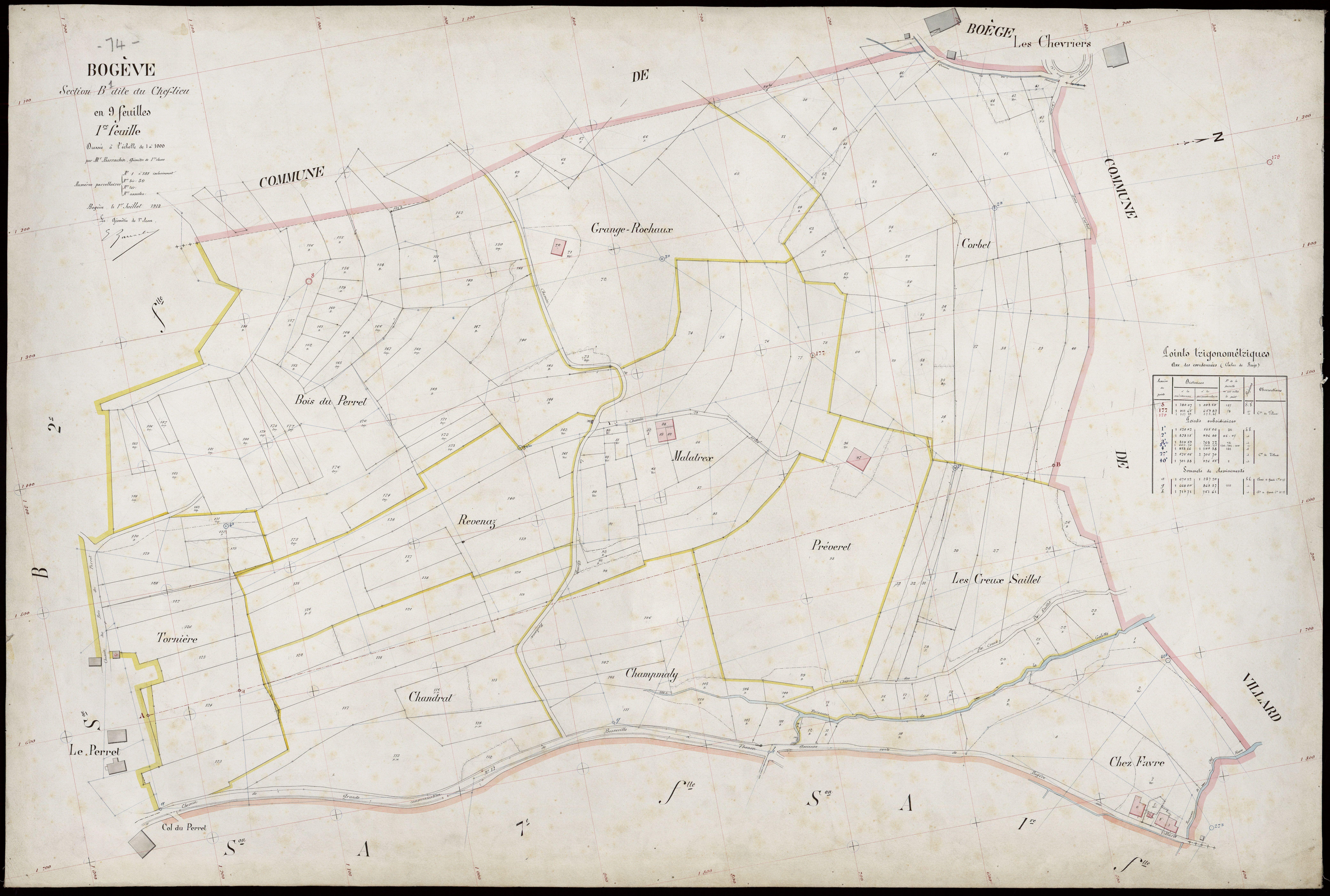 3 P 3 2877 - Feuille n° 2, parcelles n° 189 à 47 - 1er juillet 1913