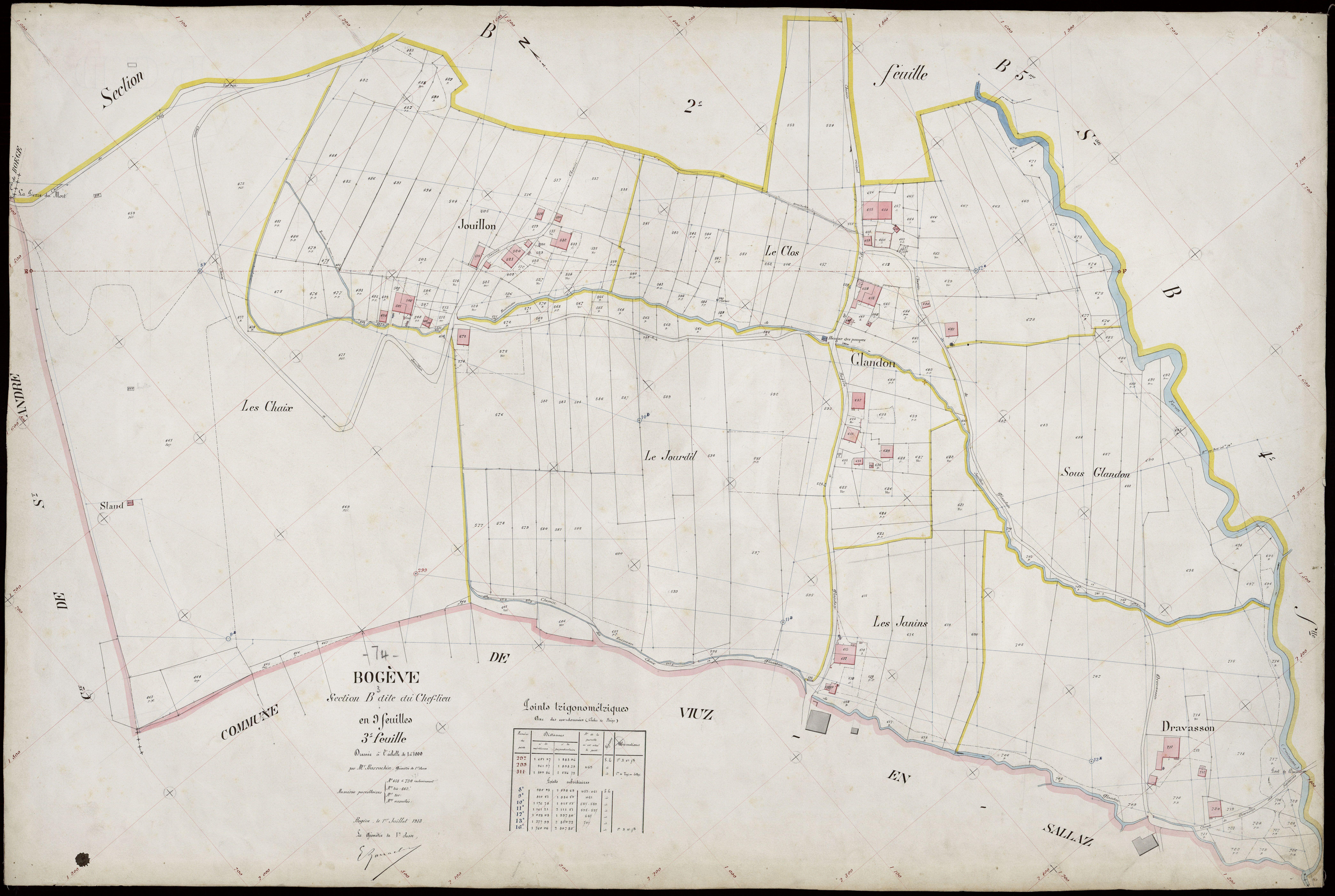 3 P 3 2879 - Feuille n° 4, parcelles n° 731 à 1009 - 1er juillet 1913