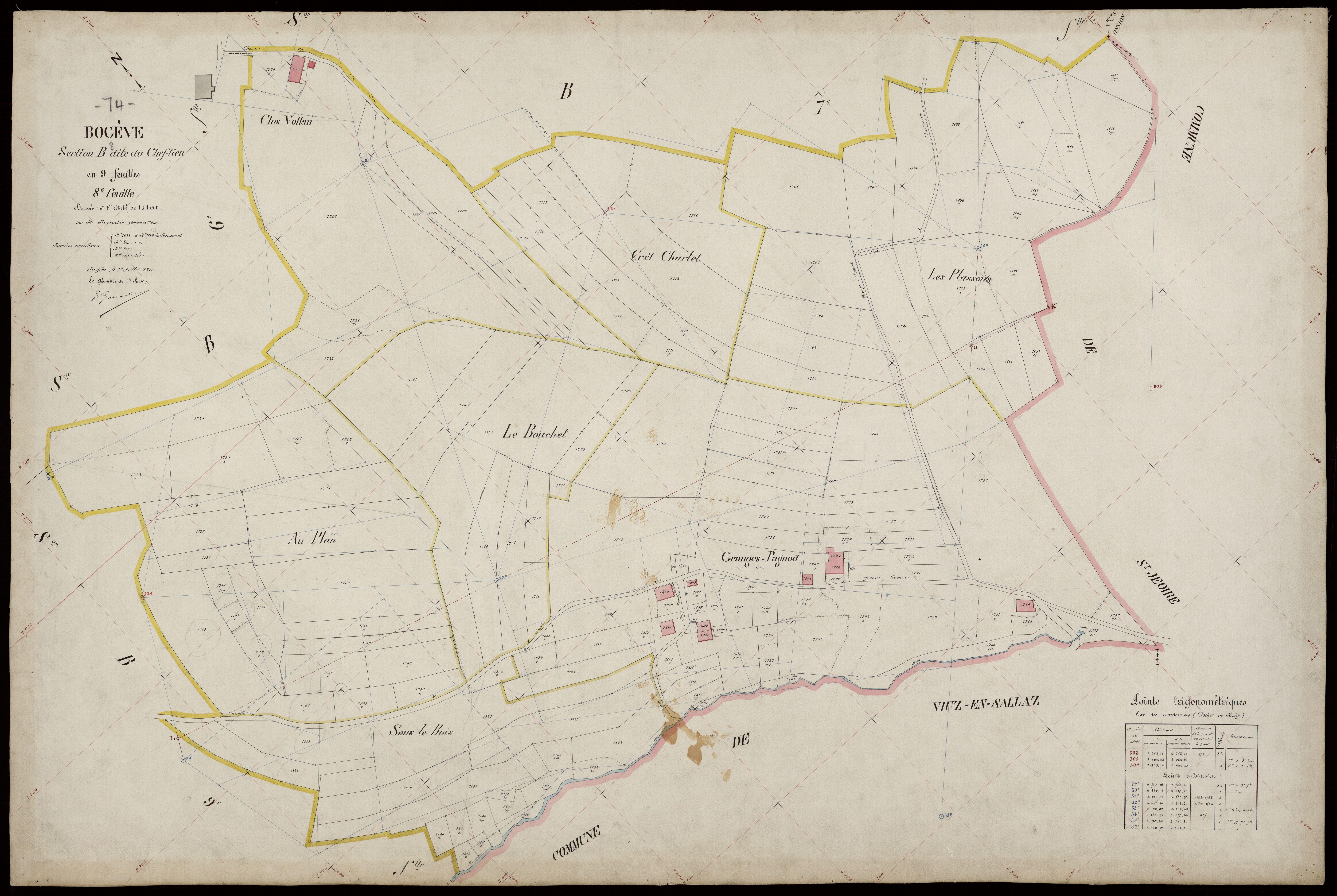 3 P 3 2884 - Feuille n° 9, parcelles n° 184 à 2100 - 1er juin 1913