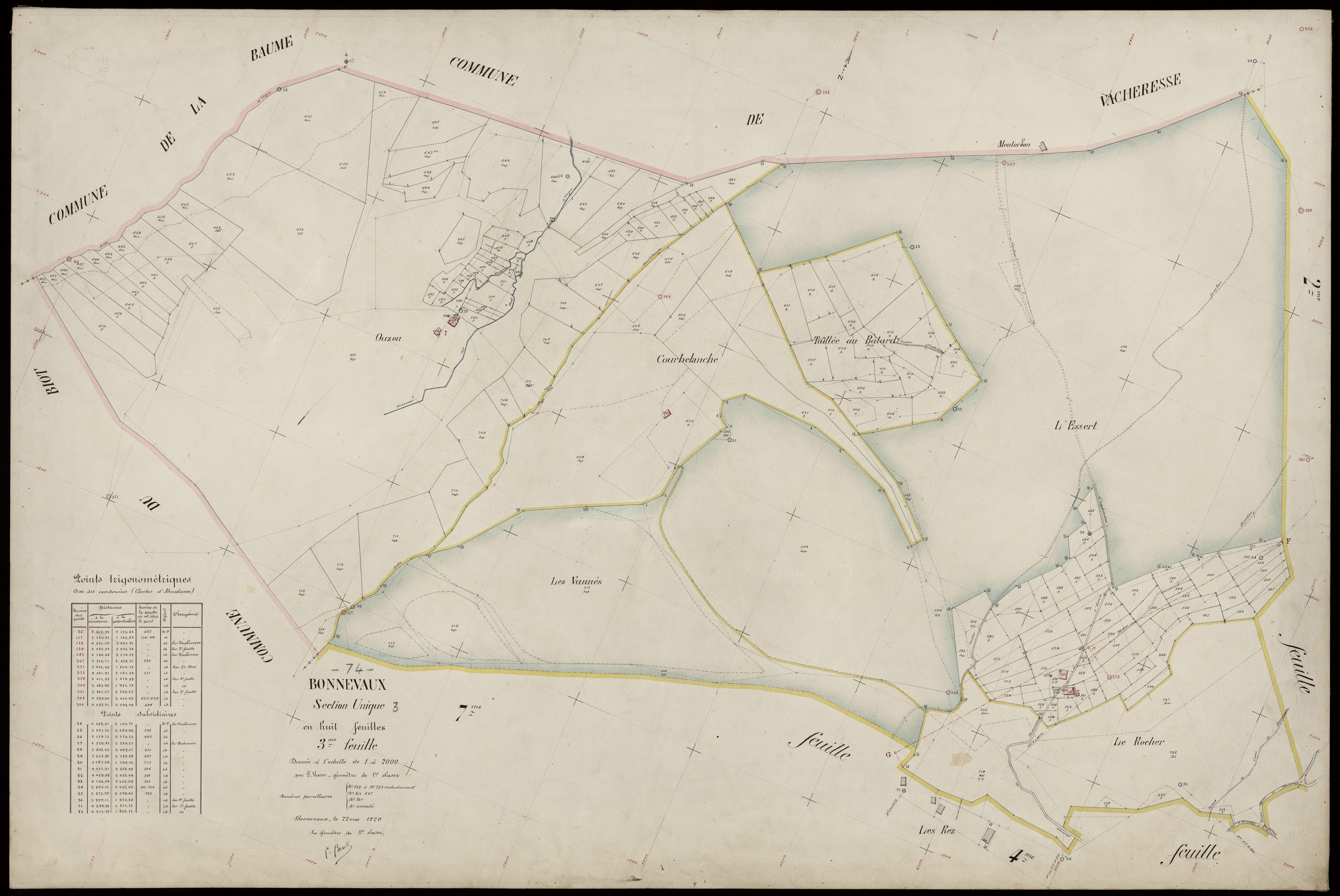 3 P 3 2924 - Feuille n° 4, parcelles n° 726 à 117 - 22 mai 1920