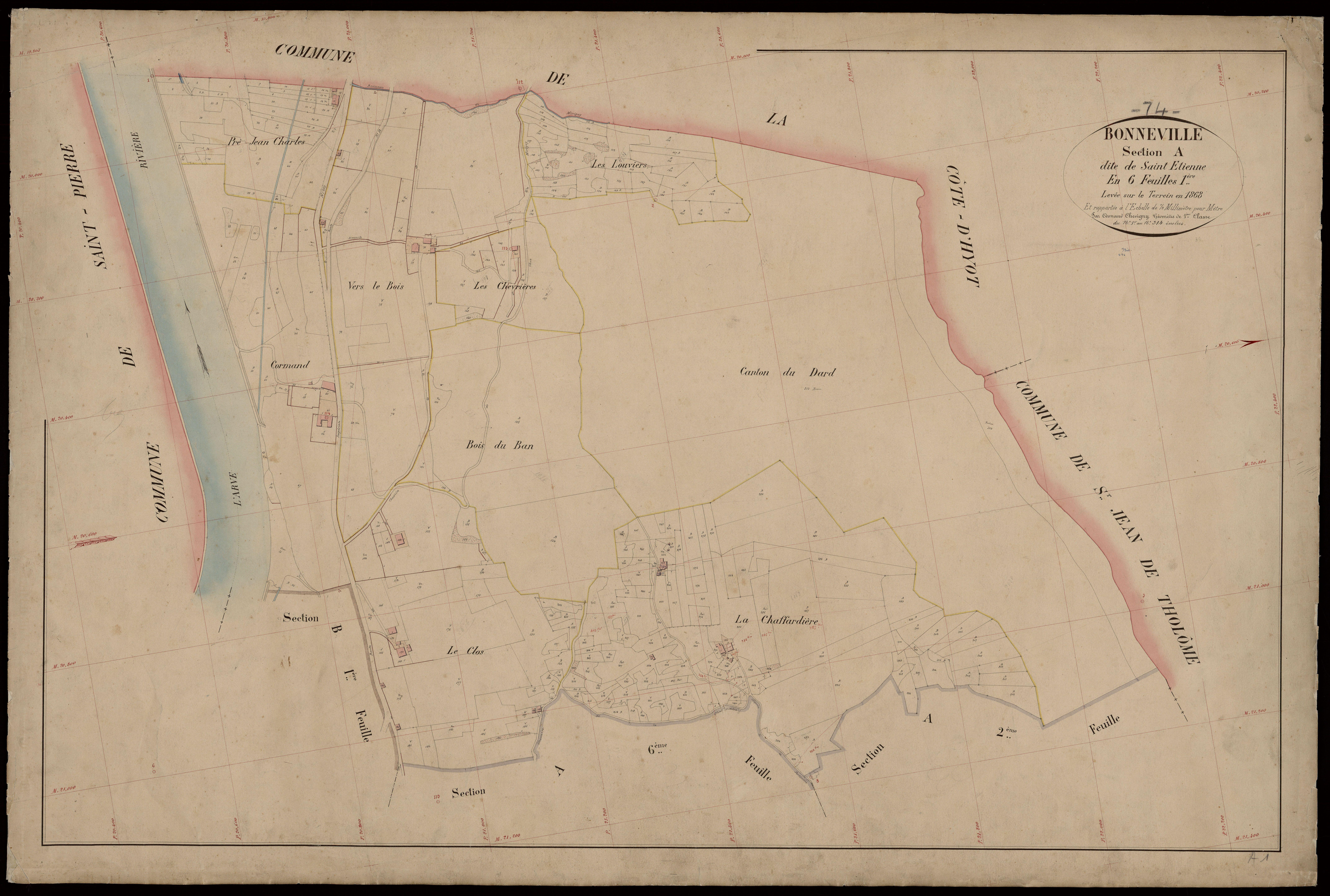 3 P 3 2931 - Feuille n° 2, parcelles n° 31 à 47 - 1868