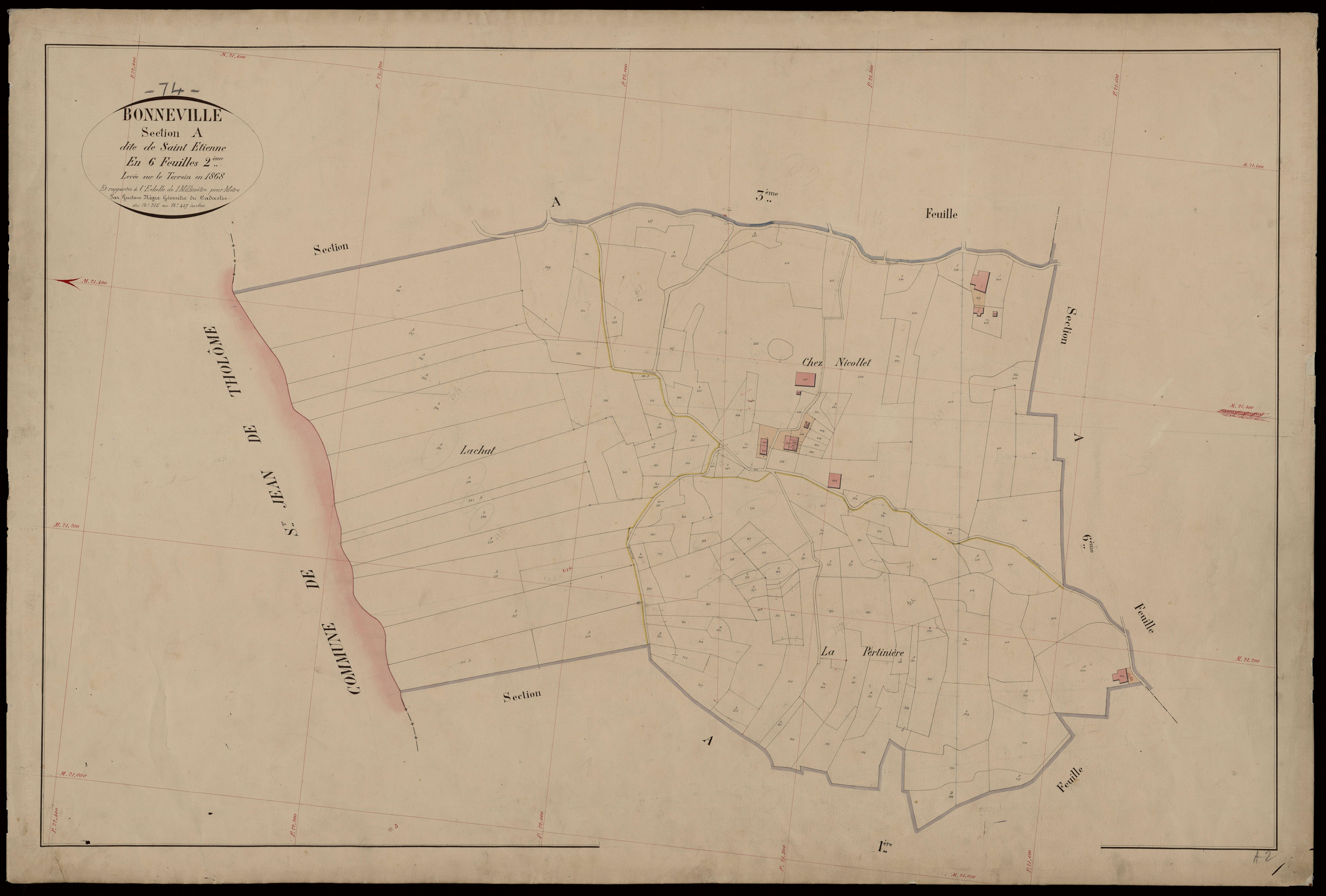 3 P 3 2932 - Feuille n° 3, parcelles n° 48 à 664 - 1868