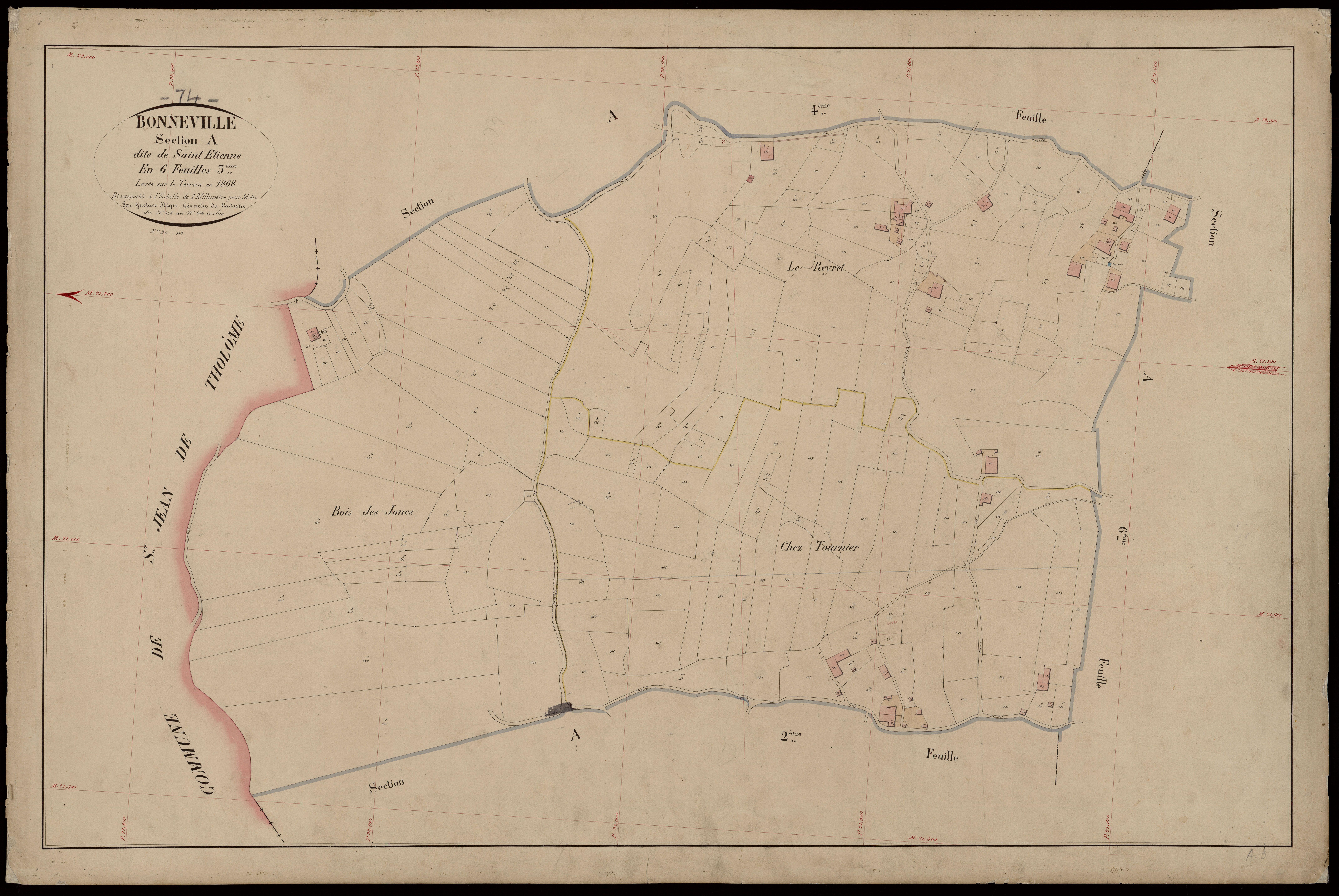 3 P 3 2933 - Feuille n° 4, parcelles n° 66 à 1048 - 1868