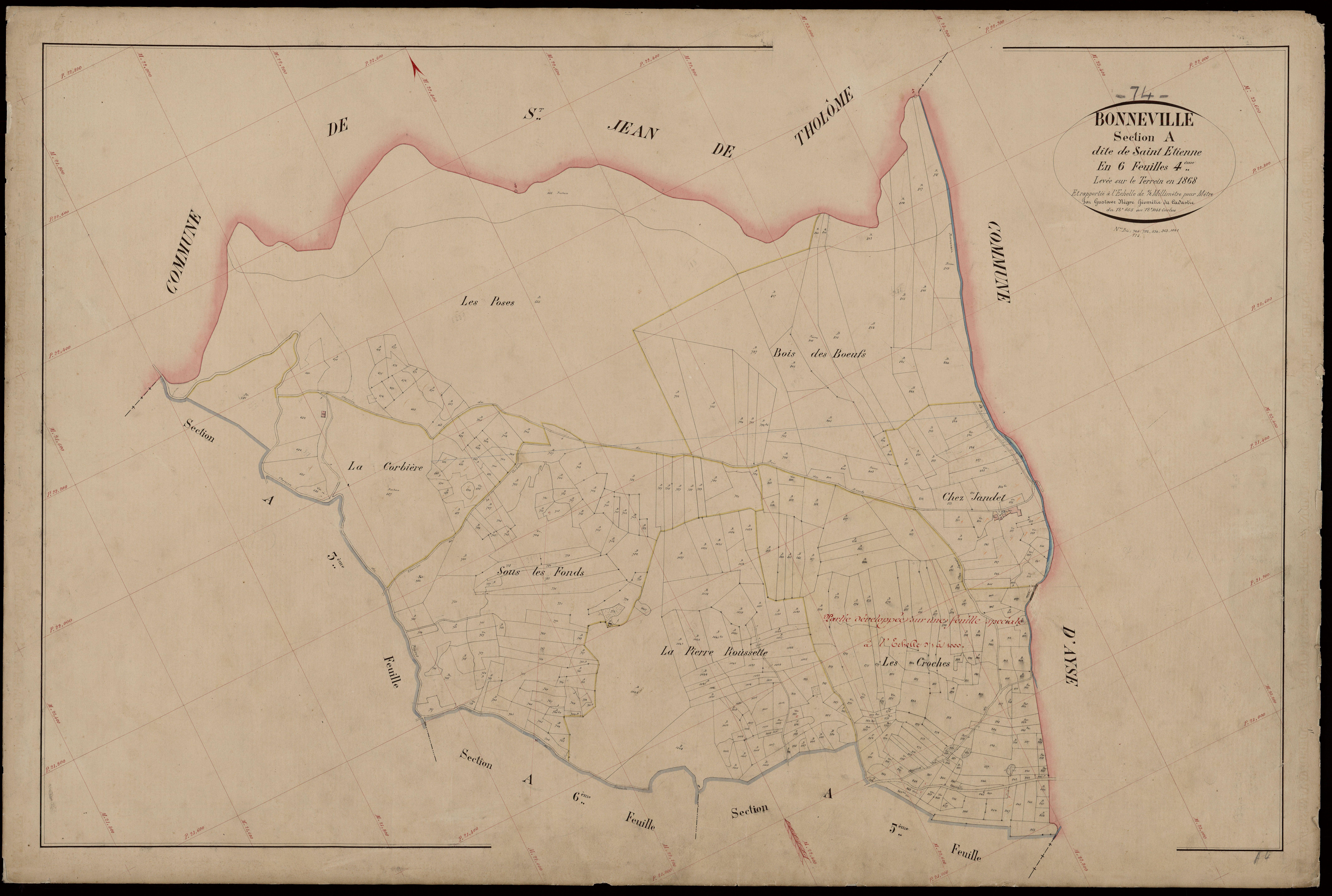 3 P 3 2934 - Feuille n° 4 bis, parcelles n° 83 à 984 - 1868