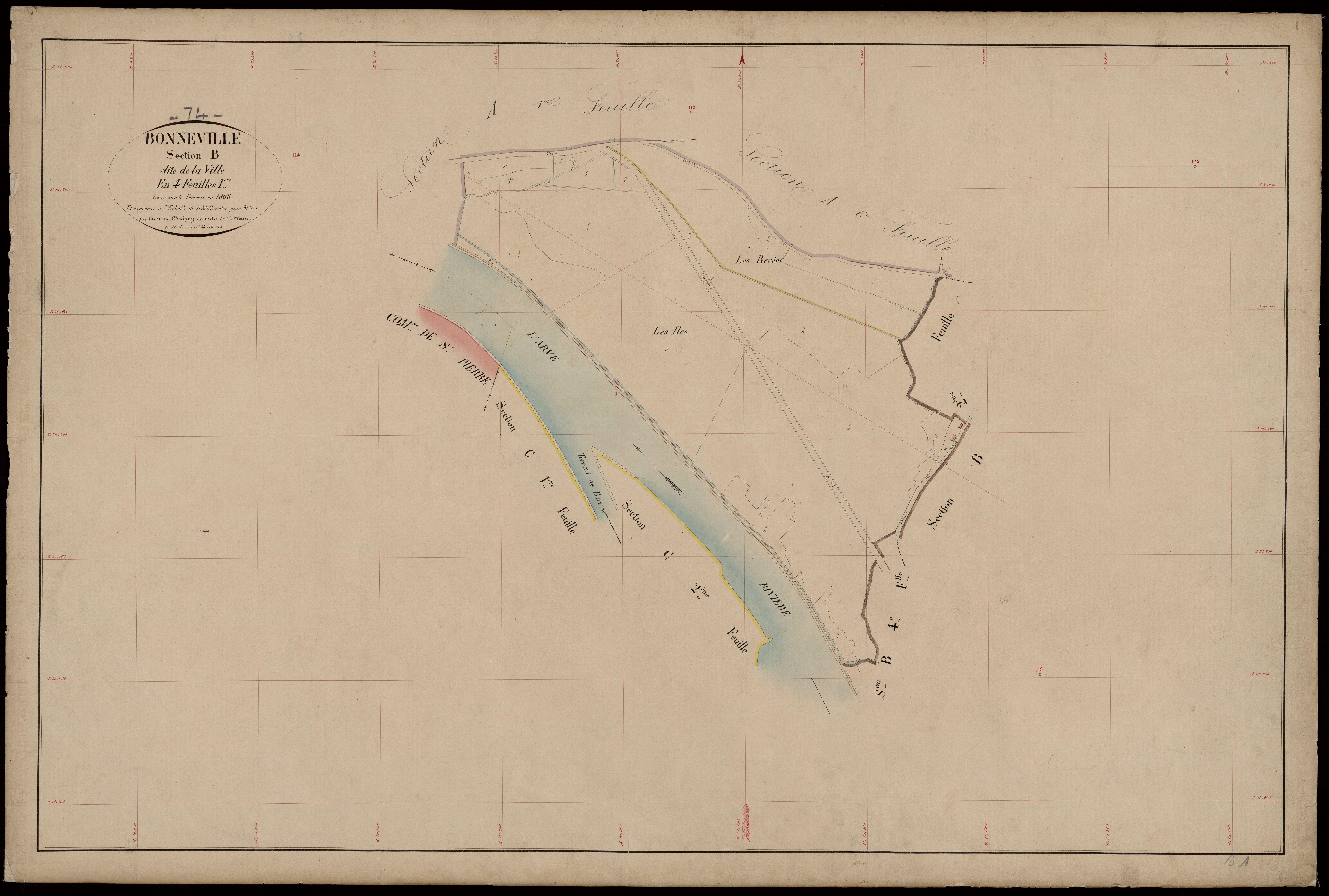 3 P 3 2939 - Feuille n° 2, parcelles n° 24 à 17 - 1868