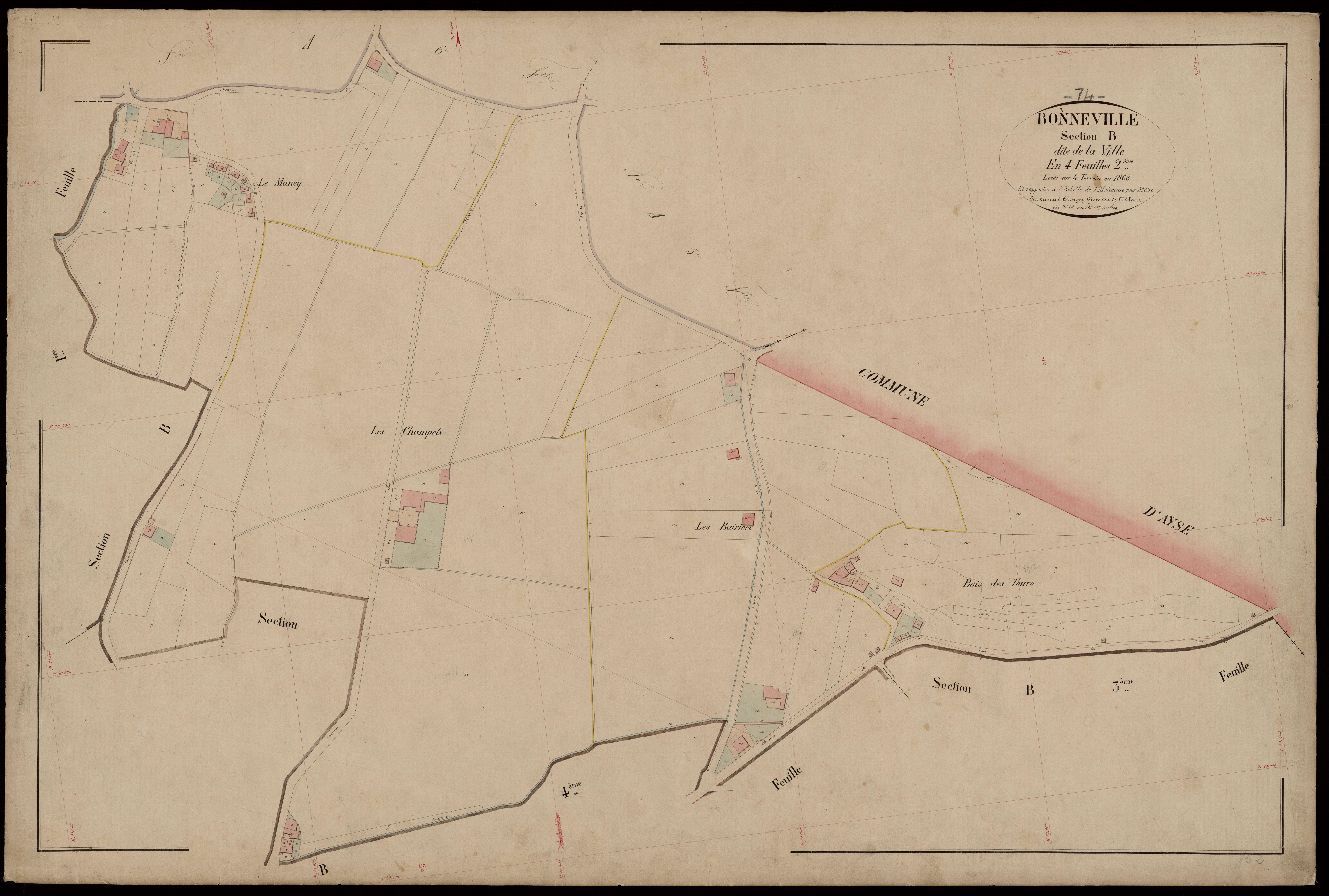 3 P 3 2940 - Feuille n° 3, parcelles n° 18 à 230 - 1868