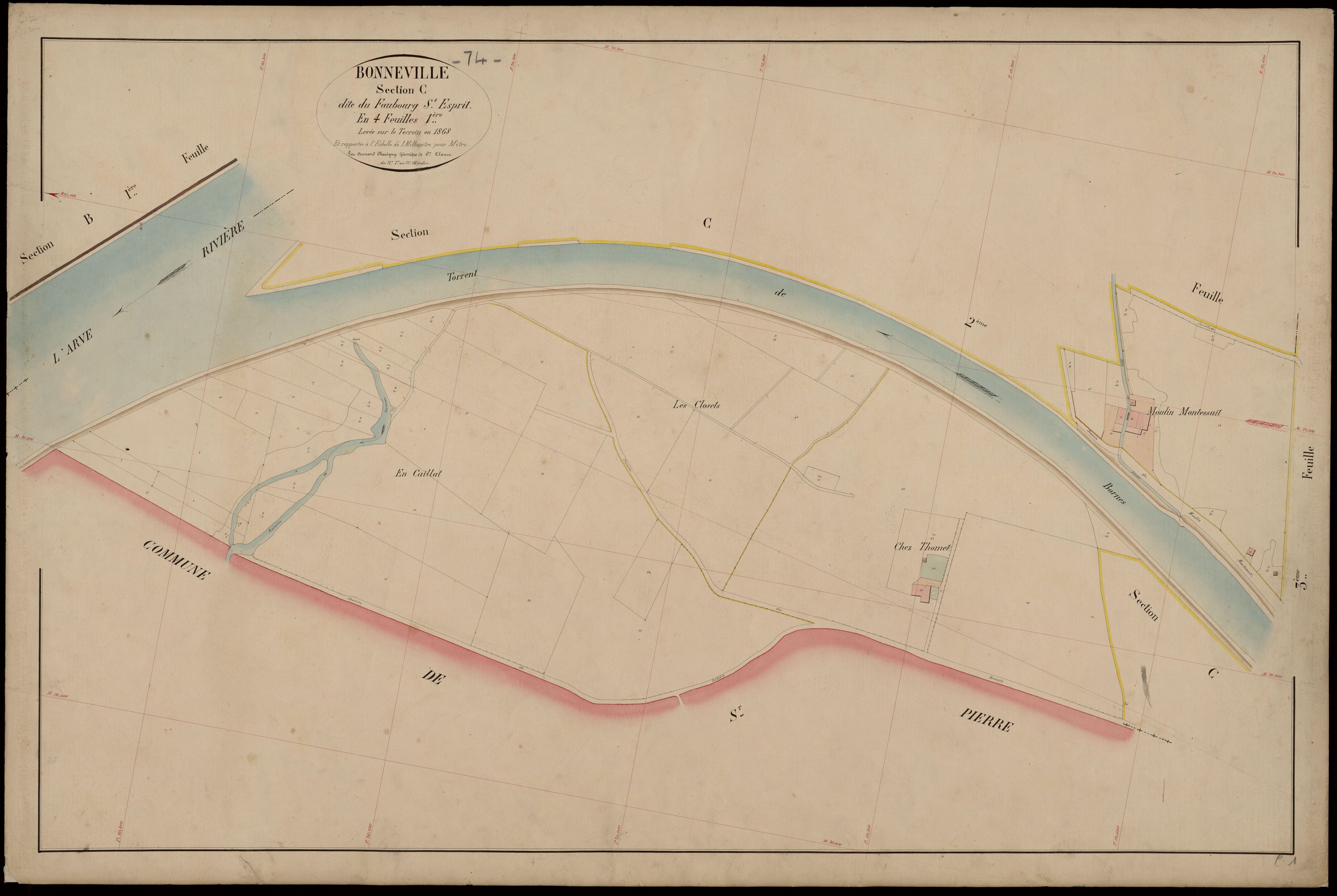 3 P 3 2943 - Feuille n° 2, parcelles n° 67 à 104 - 1868