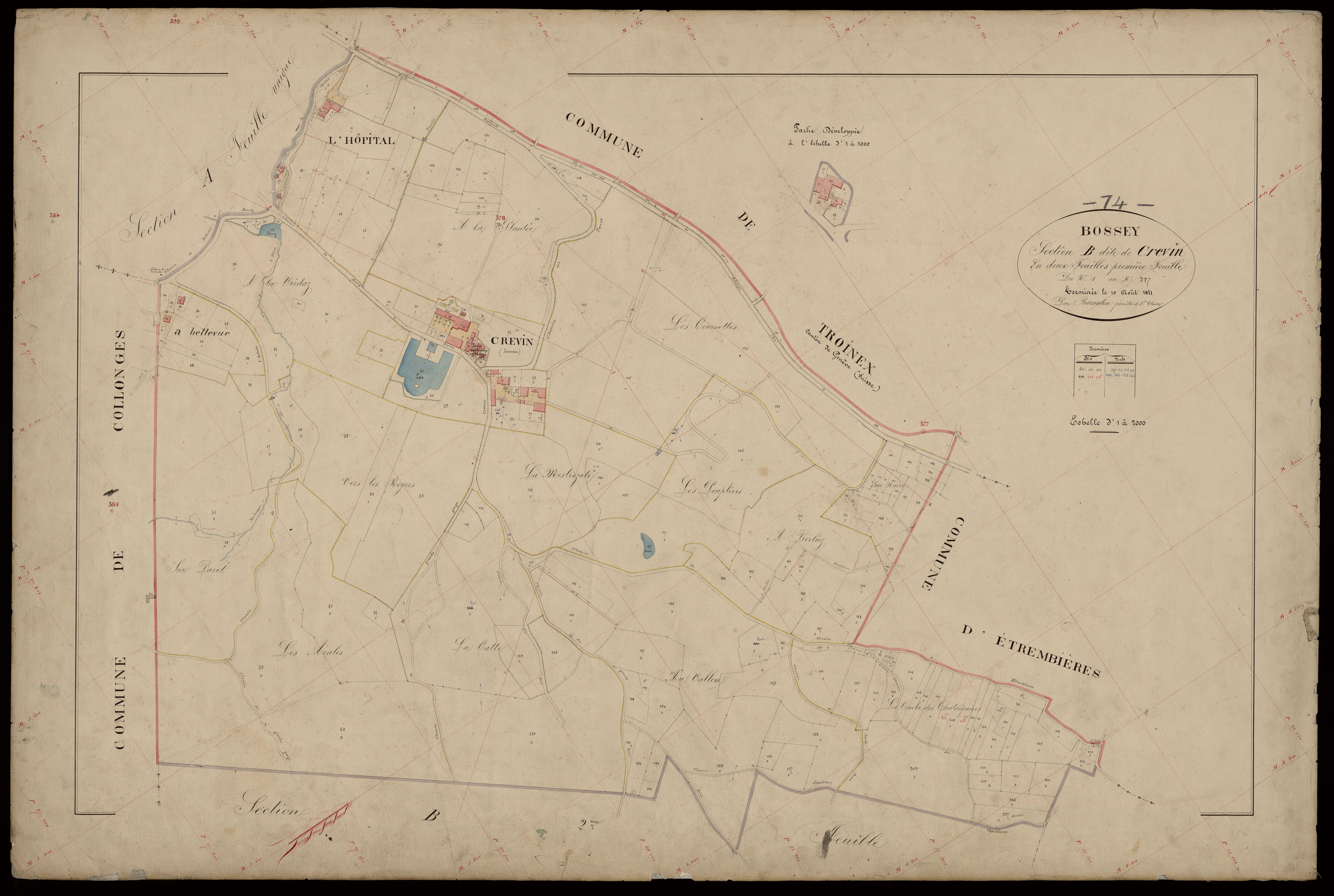 3 P 3 2993 - Feuille n° 2, parcelles n° 228 à 2 - 10 août 1871
