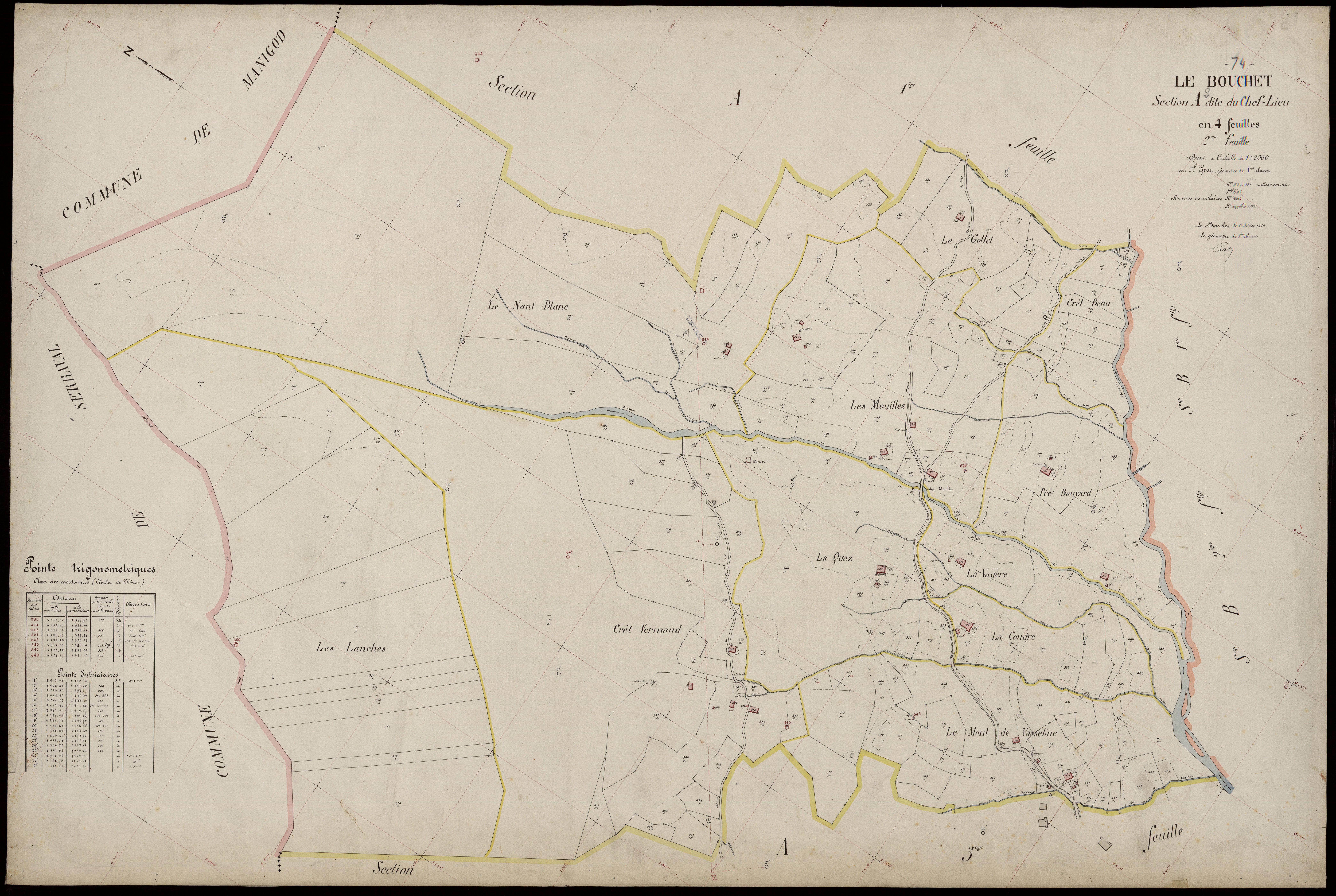 3 P 3 2997 - Feuille n° 3, parcelles n° 455 à 813 - 1er juillet 1924