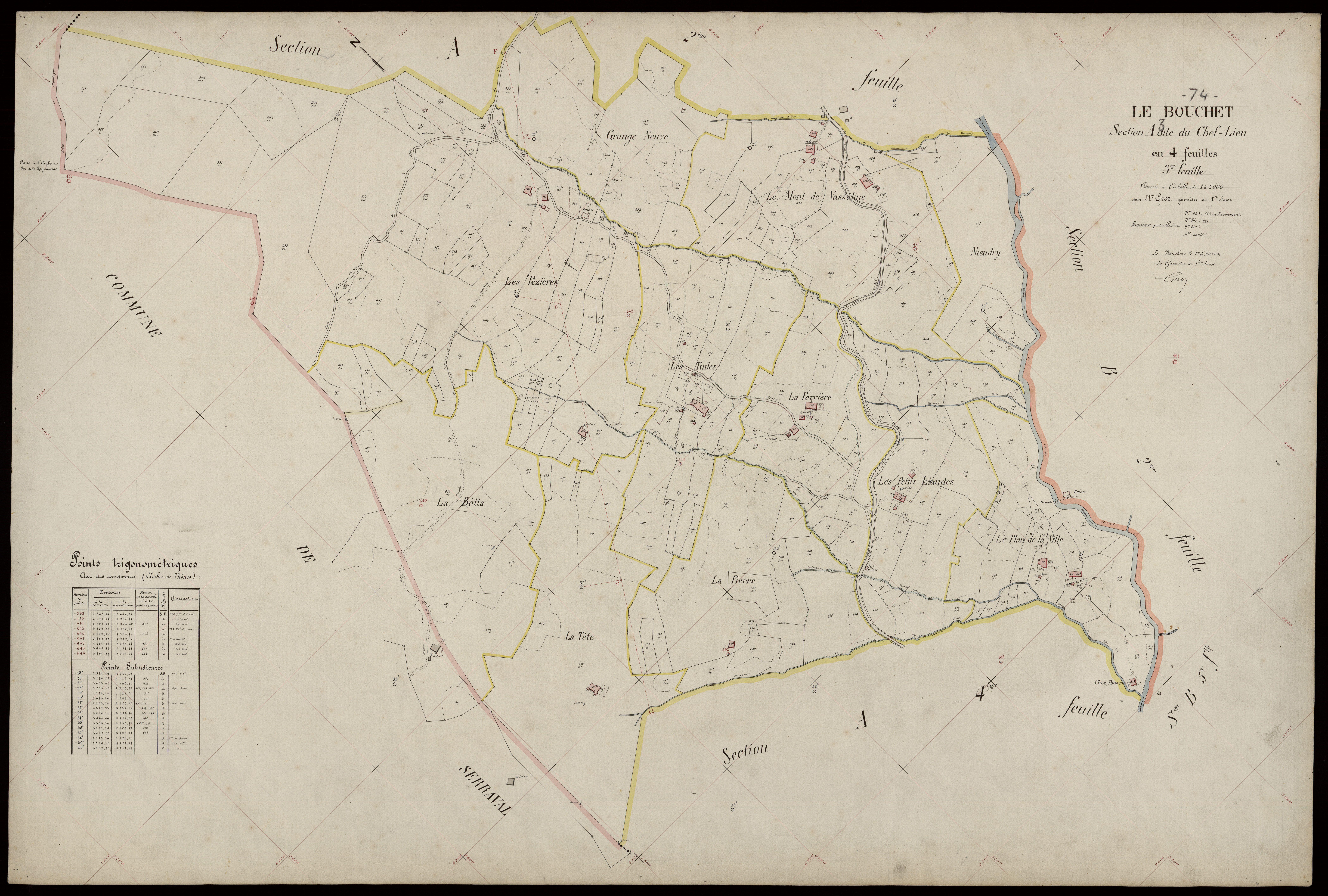 3 P 3 2998 - Feuille n° 4, parcelles n° 814 à 1330 - 1er juillet 1924