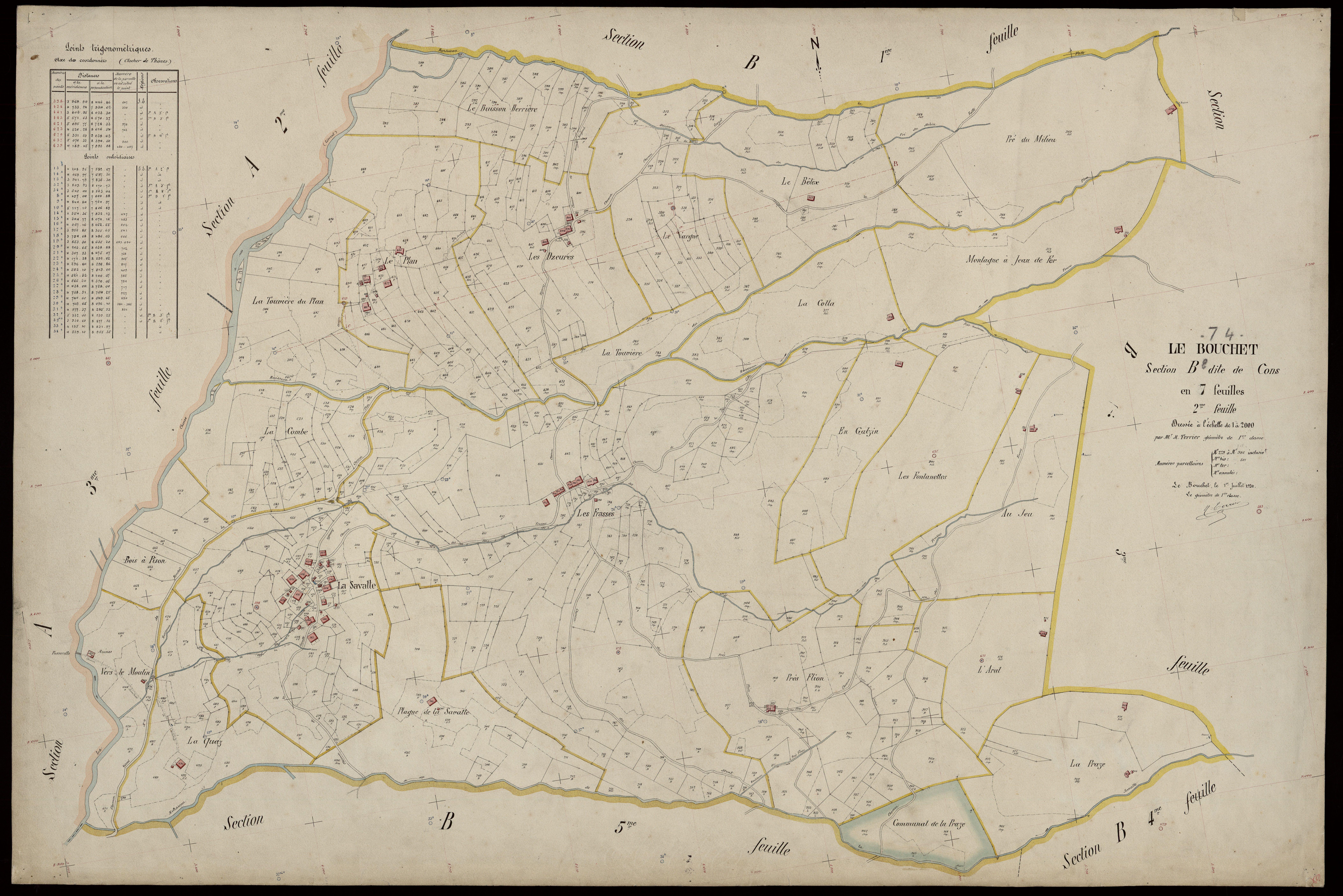 3 P 3 3001 - Feuille n° 3, parcelles n° 987 à 997 - 1er juillet 1924